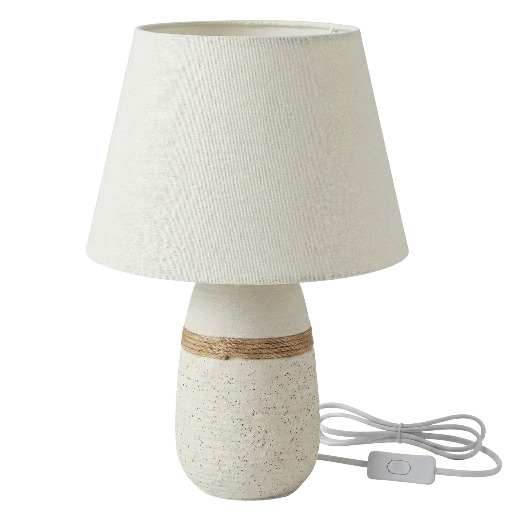 Lampe à Poser "Bohème Chic" en Céramique Texturée & Jute Naturel