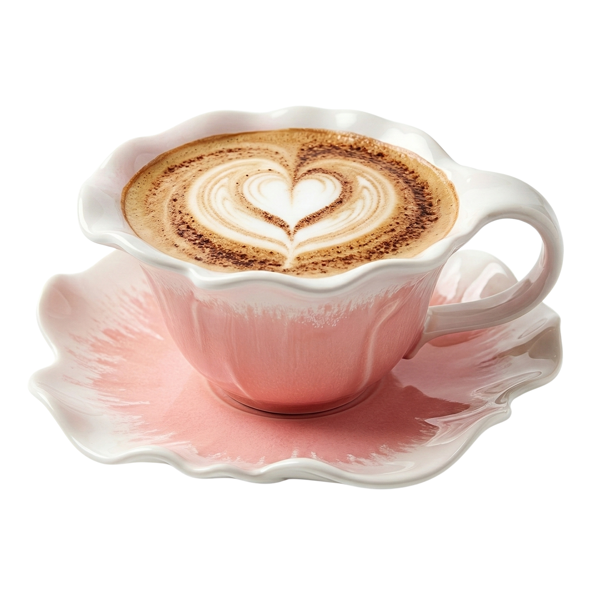 Tasse à Café "Pétale Rose" & Soucoupe – Design Floral & Élégant