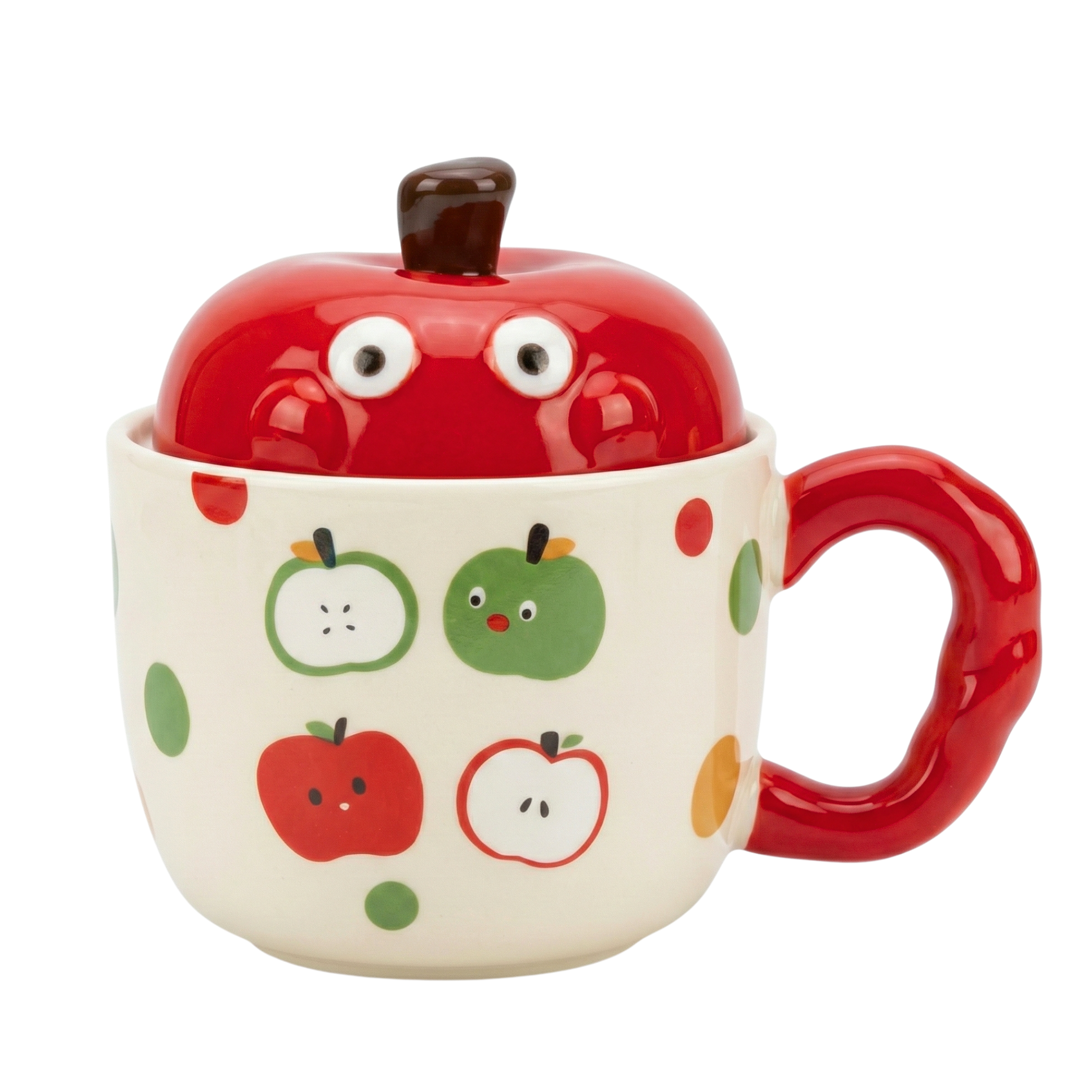 Mug Céramique Pomme 3D avec Couvercle - Design Mignon & Tendance