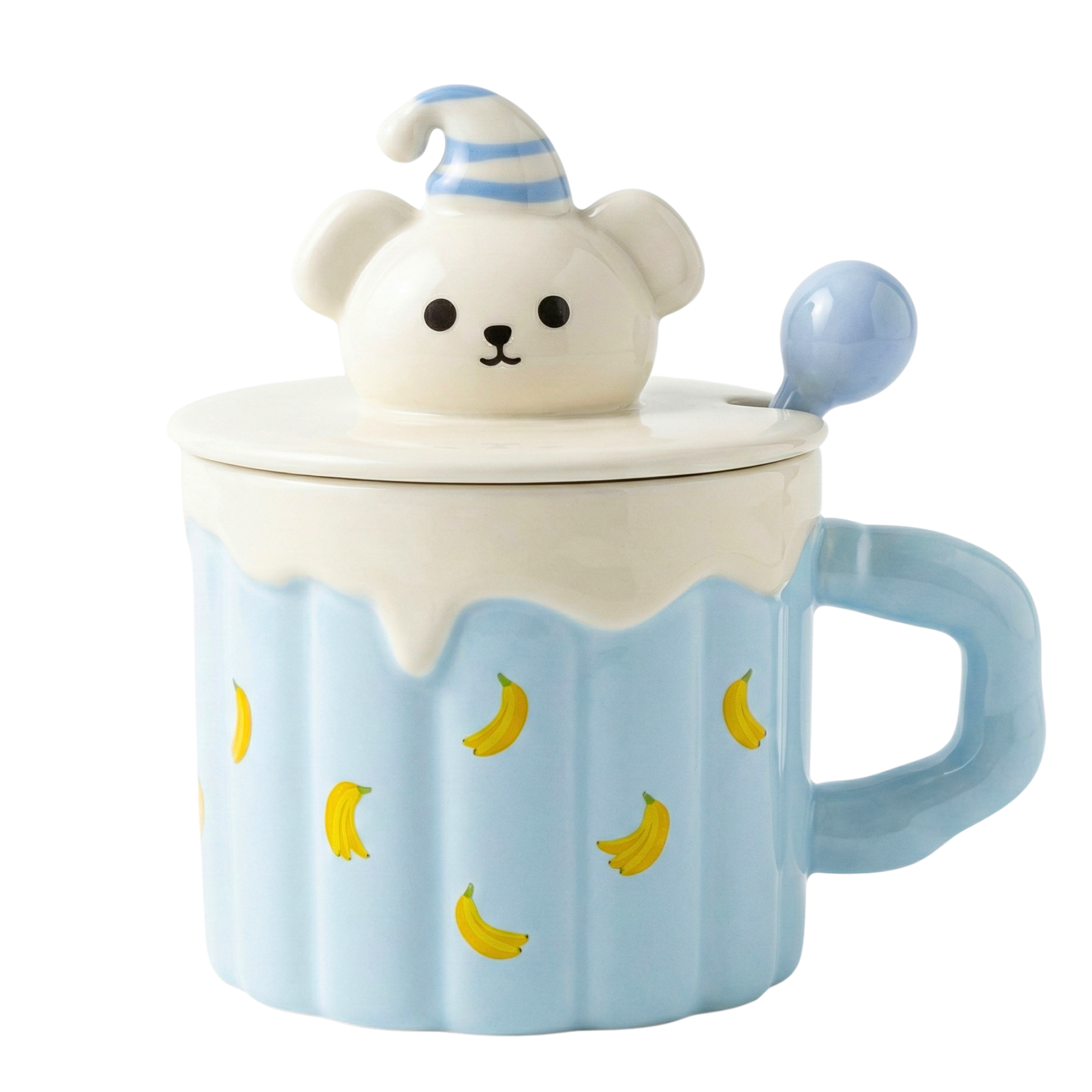 Mug Ours Dormeur 3D - Céramique Banane avec Couvercle & Cuillère