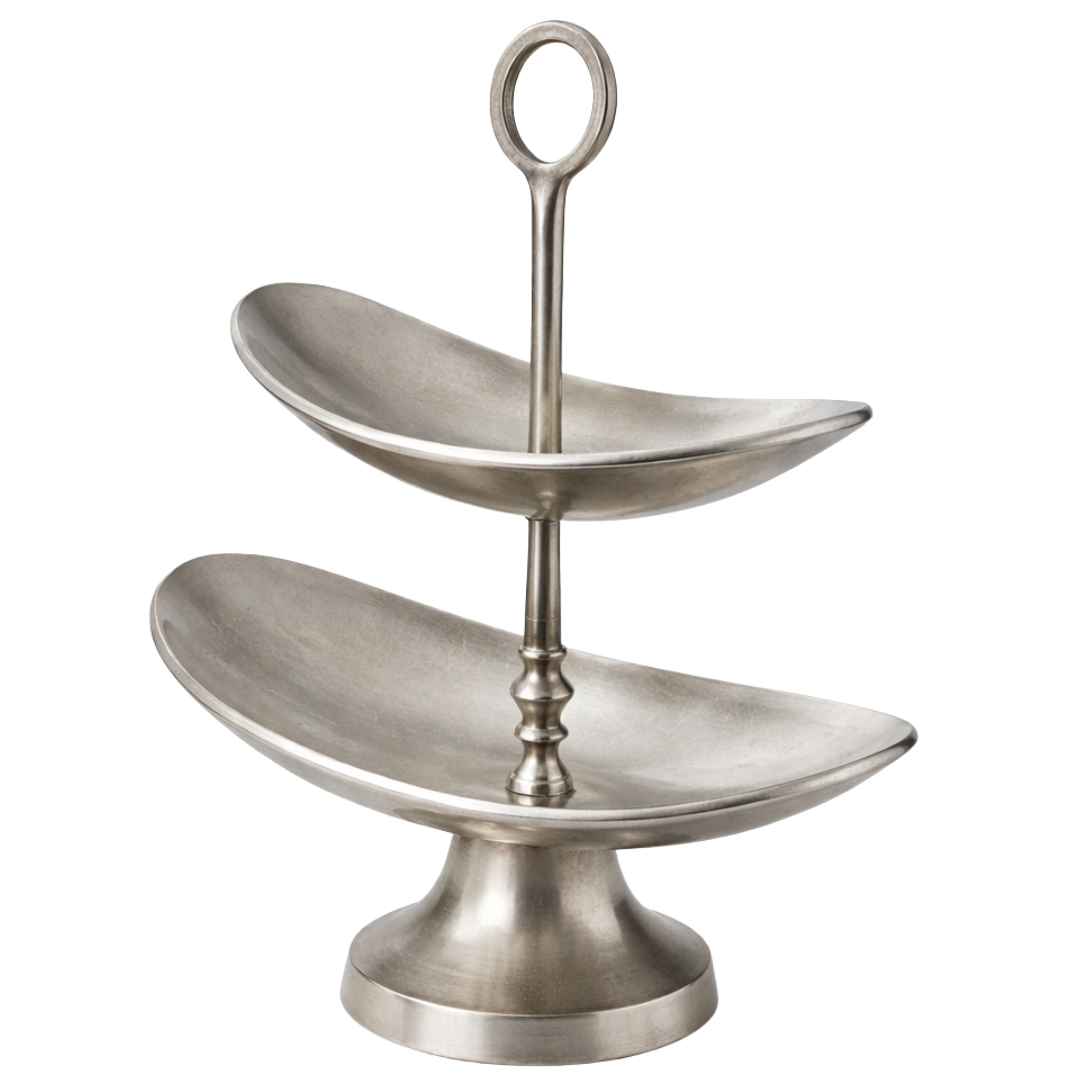 Serviteur 2 Étages en Cuivre Indien Argenté – Design Artisanal Chic