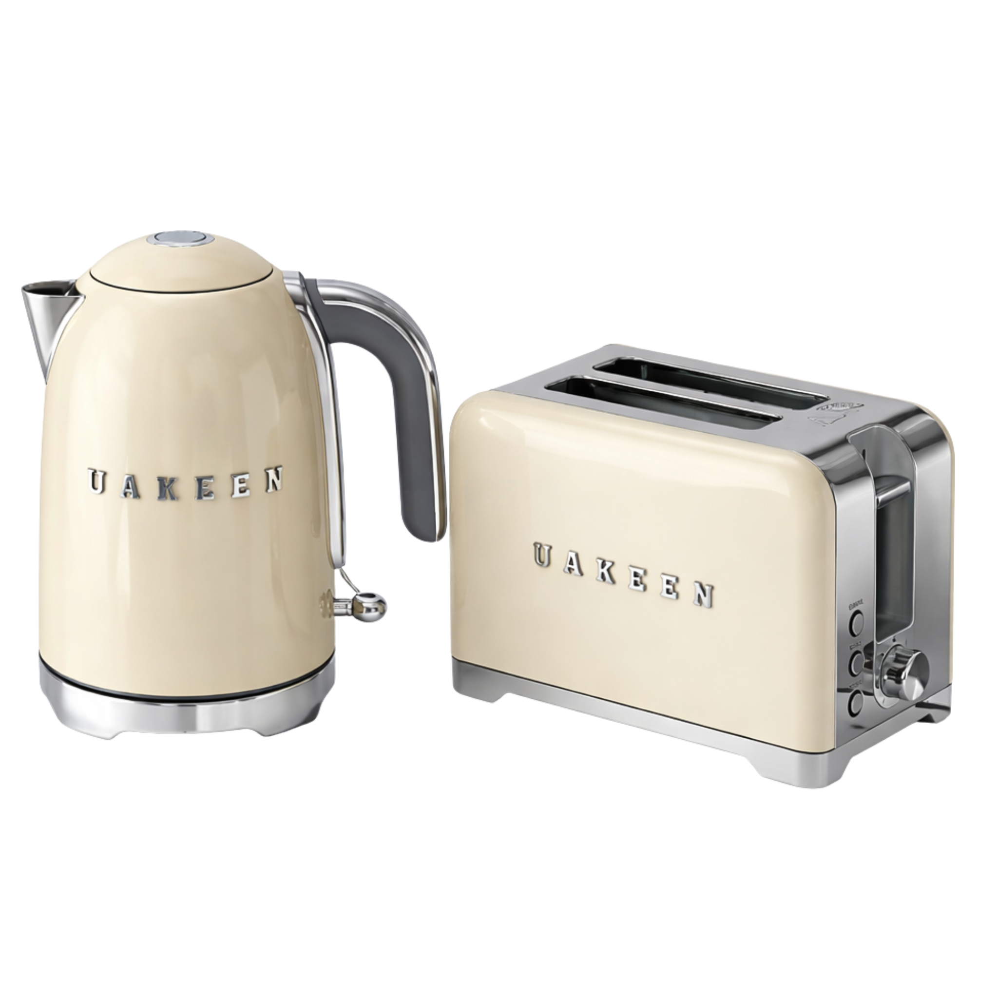 Pack Petit Déjeuner Vakeen Rétro - Bouilloire & Grille-Pain Beige