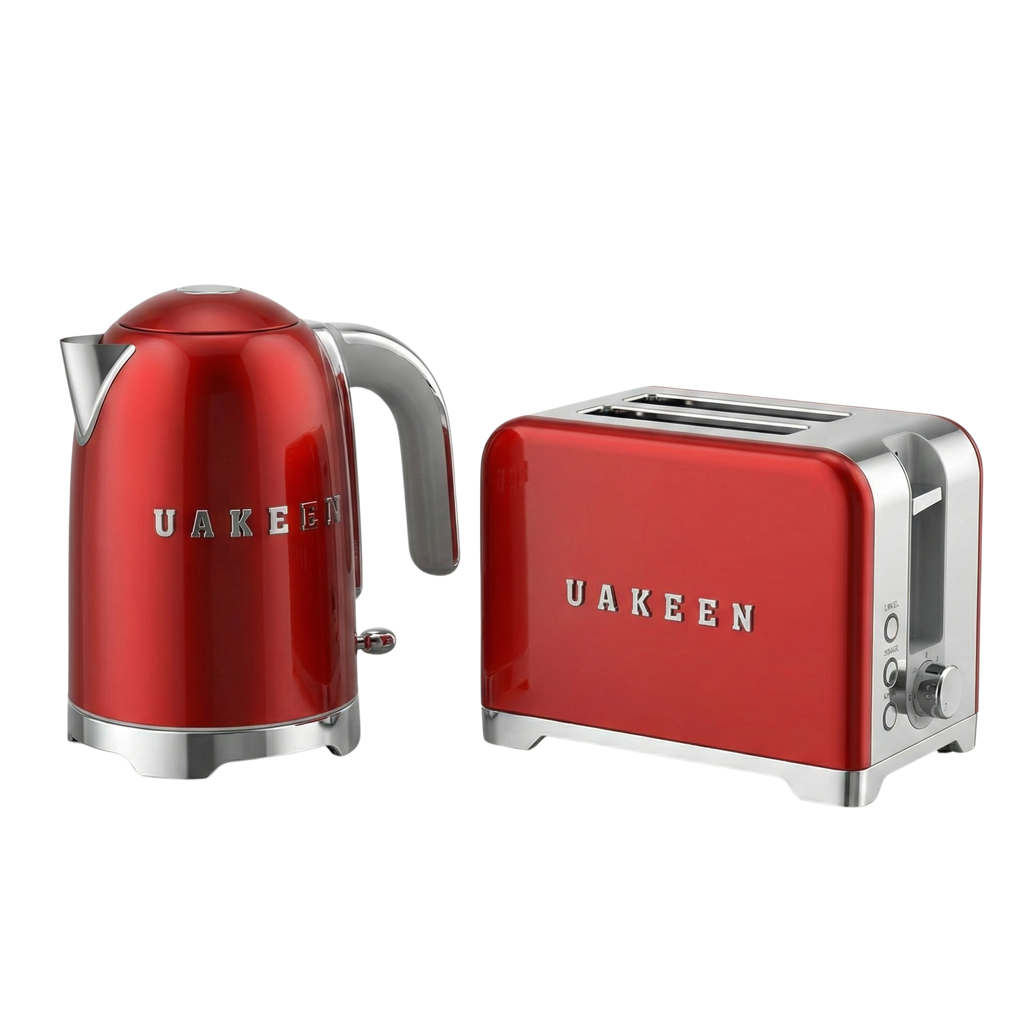 Pack Petit Déjeuner UAKEEN Vintage Rouge – Bouilloire & Grille-Pain