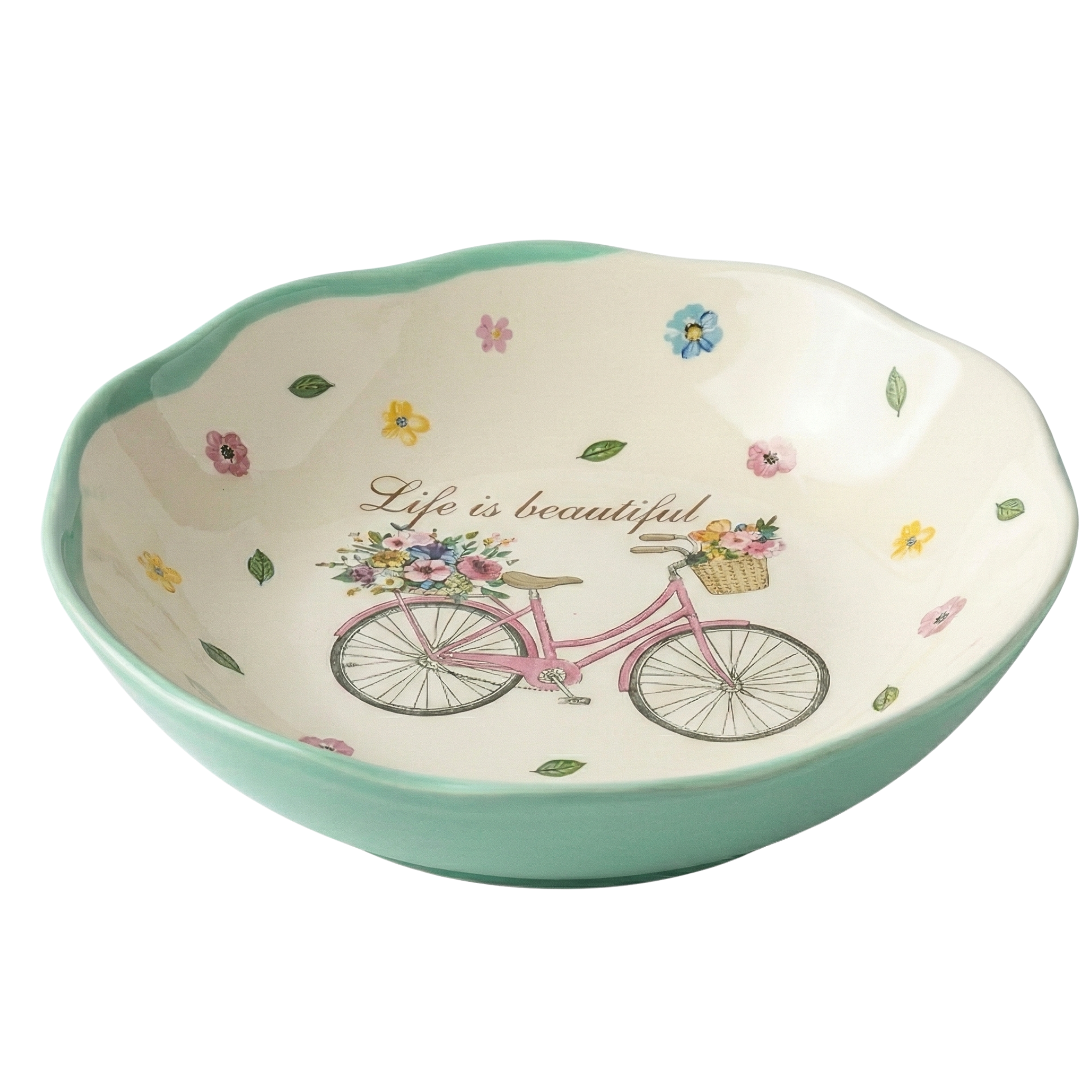 Assiette Creuse Vintage "Life is Beautiful" – Céramique Florale