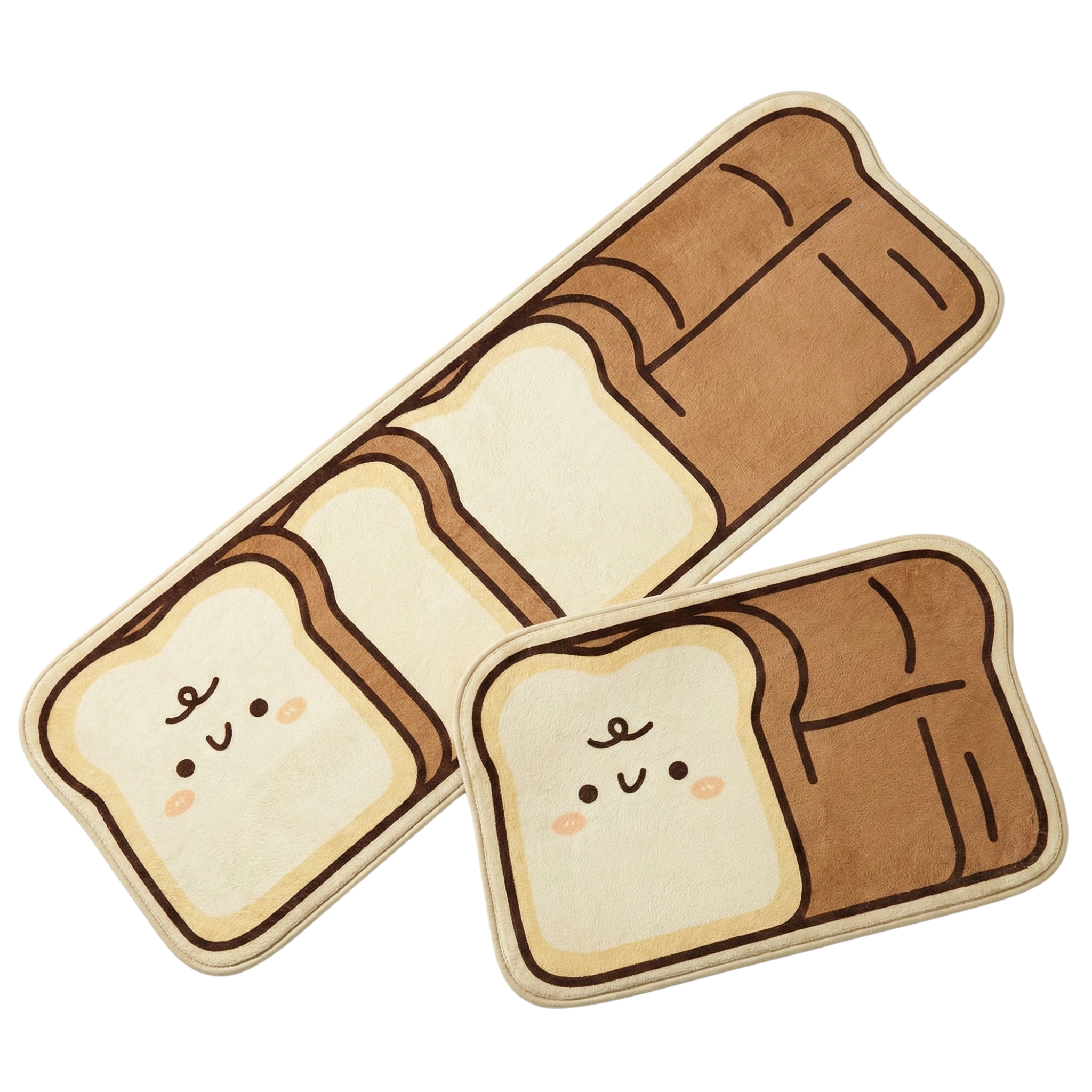 Duo Tapis de Cuisine Motif Toast Kawaii – Set de 2 Tapis Fun & Doux