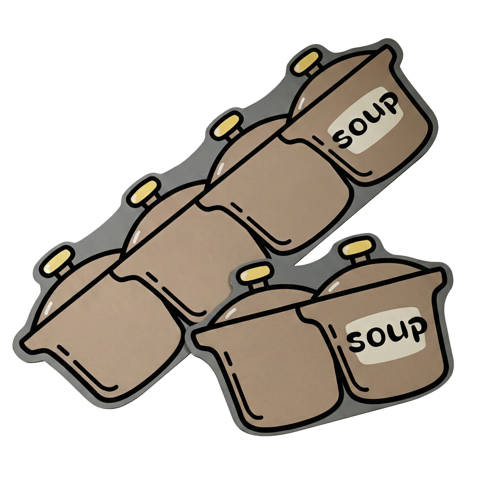 Duo Tapis de Cuisine Forme Marmite "Soup" – Design Original & Fun