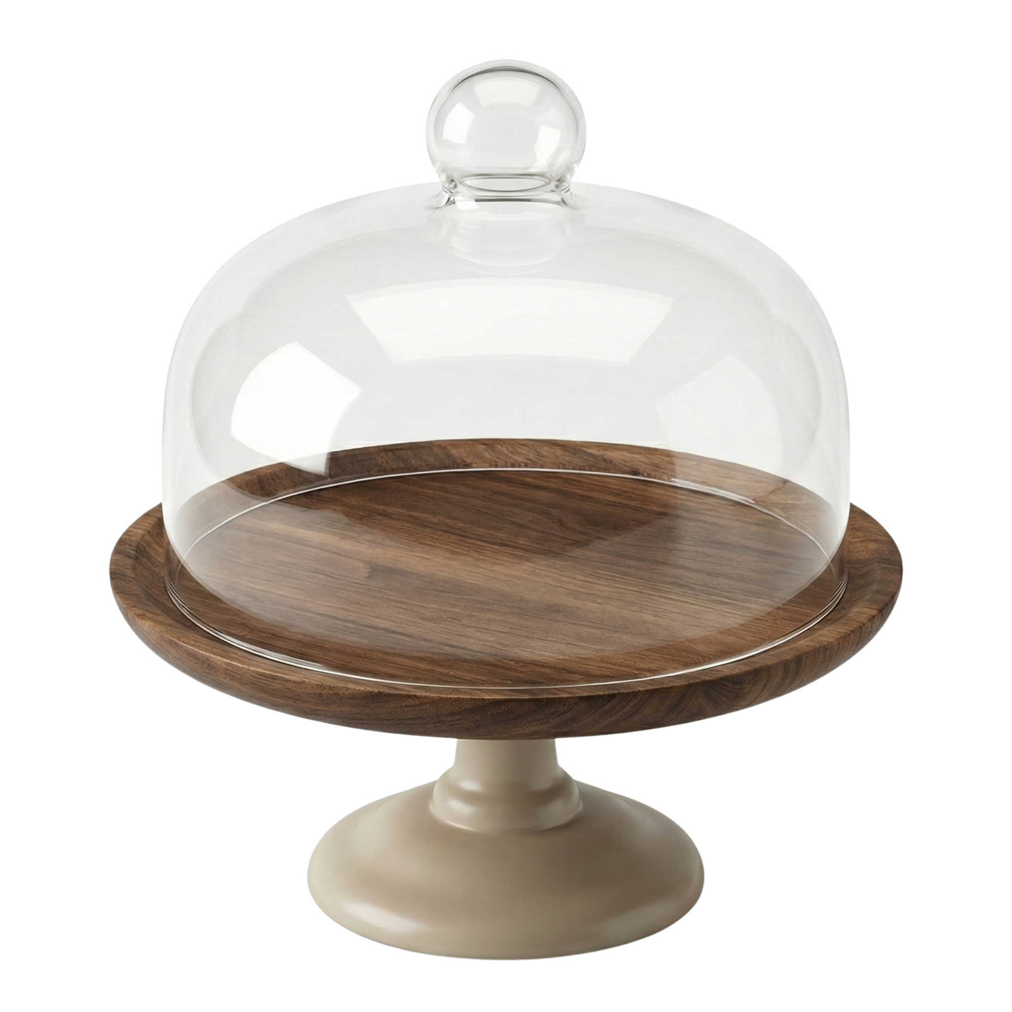 Présentoir à Gâteau Bois & Verre sur Pied - Design Élégant et Moderne