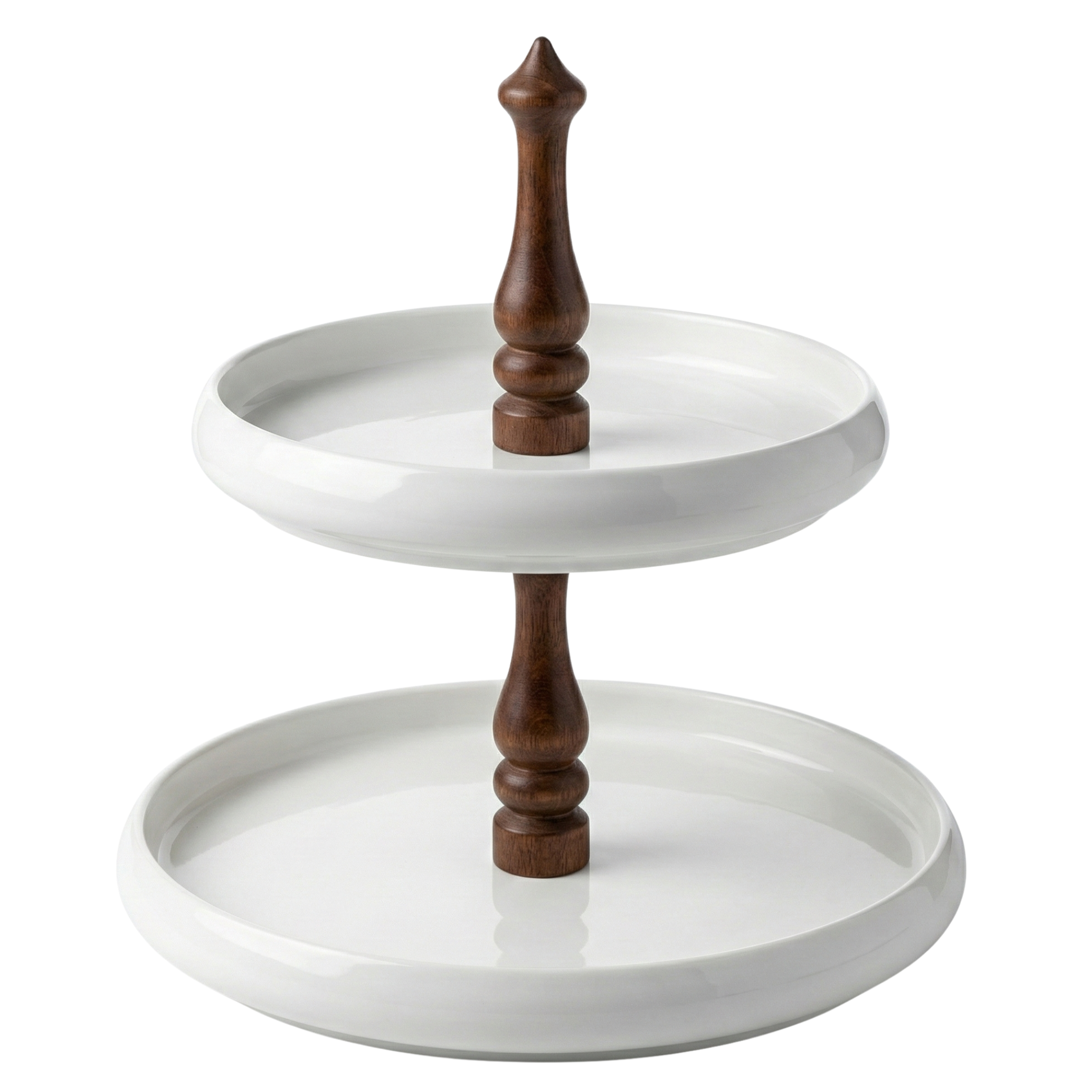 Serviteur 2 Étages Design en Céramique & Bois – Présentoir Chic