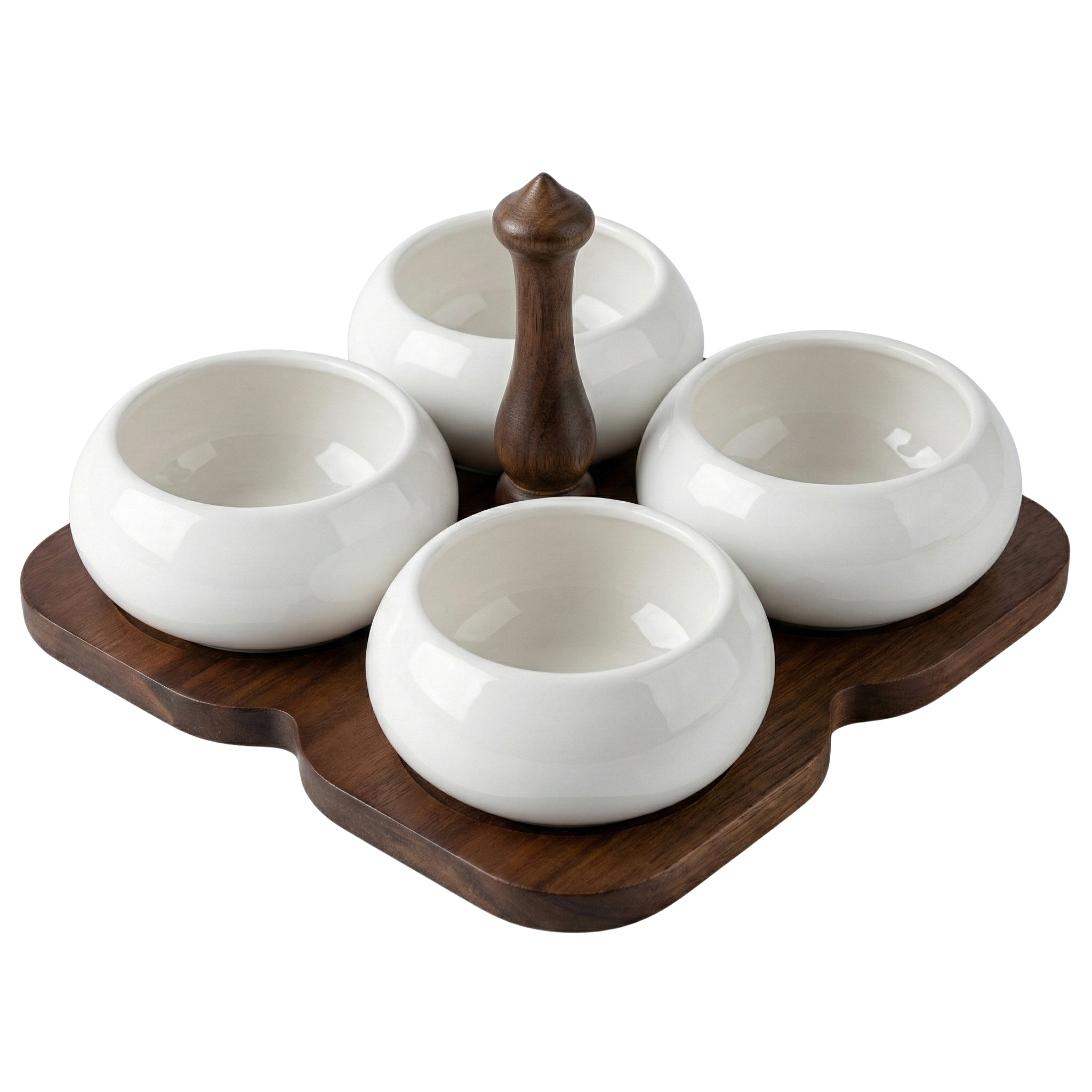 Service Apéritif 4 Bols Céramique & Plateau Bois – Design Élégant