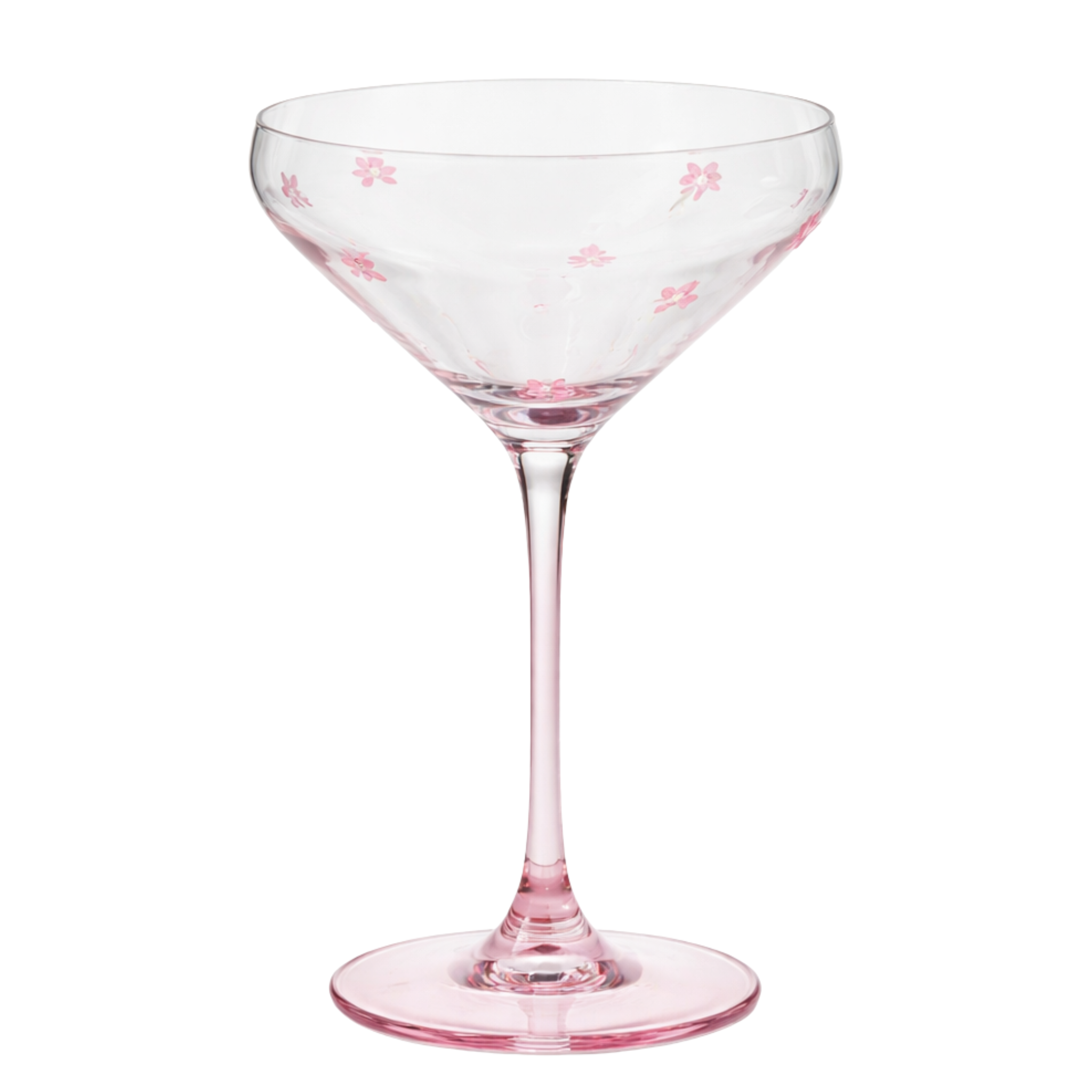 Coupe à Cocktail Rose & Fleurs – Verre Design Élégant