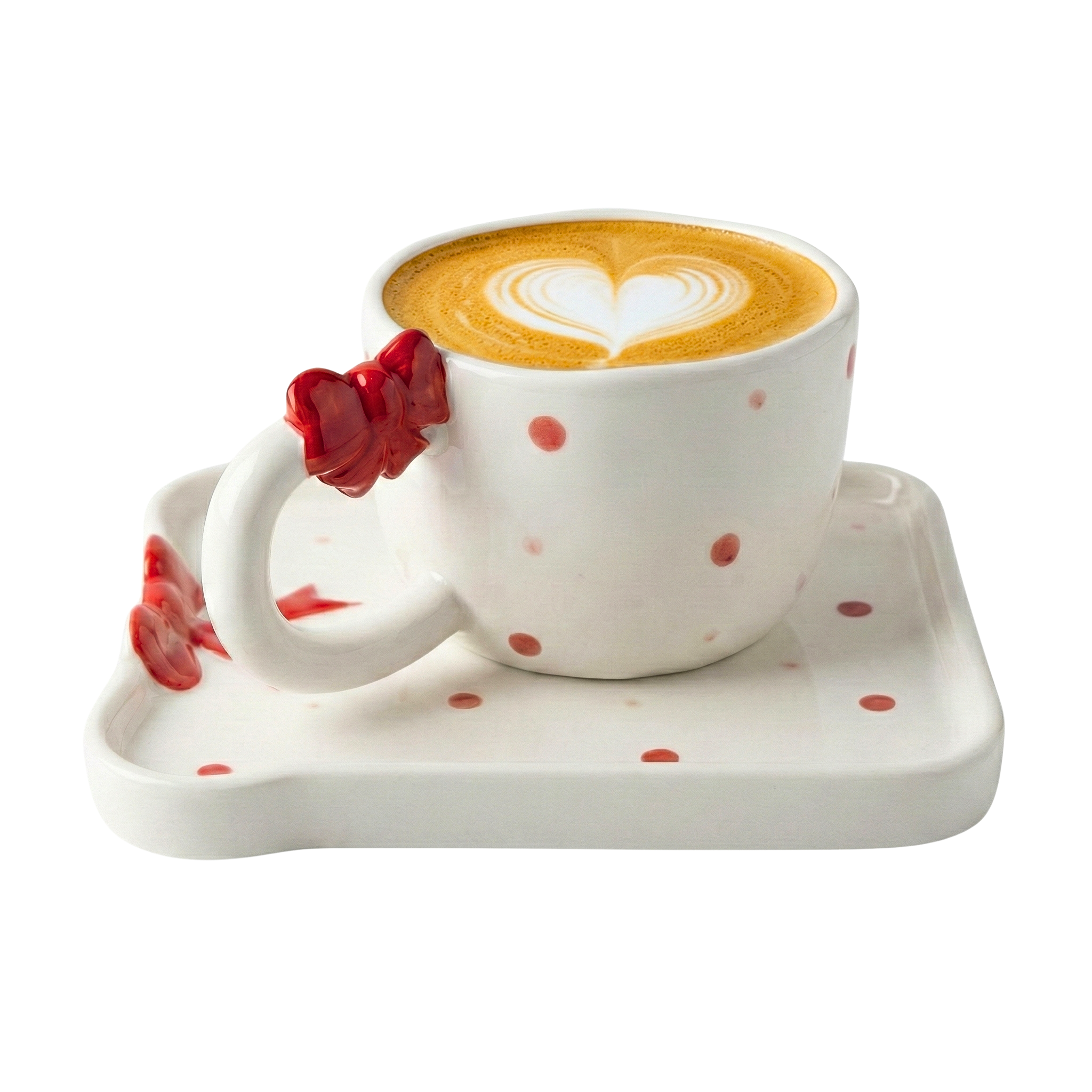 Mug & Sous-Tasse Nœud & Pois – Idée Cadeau Tunisie