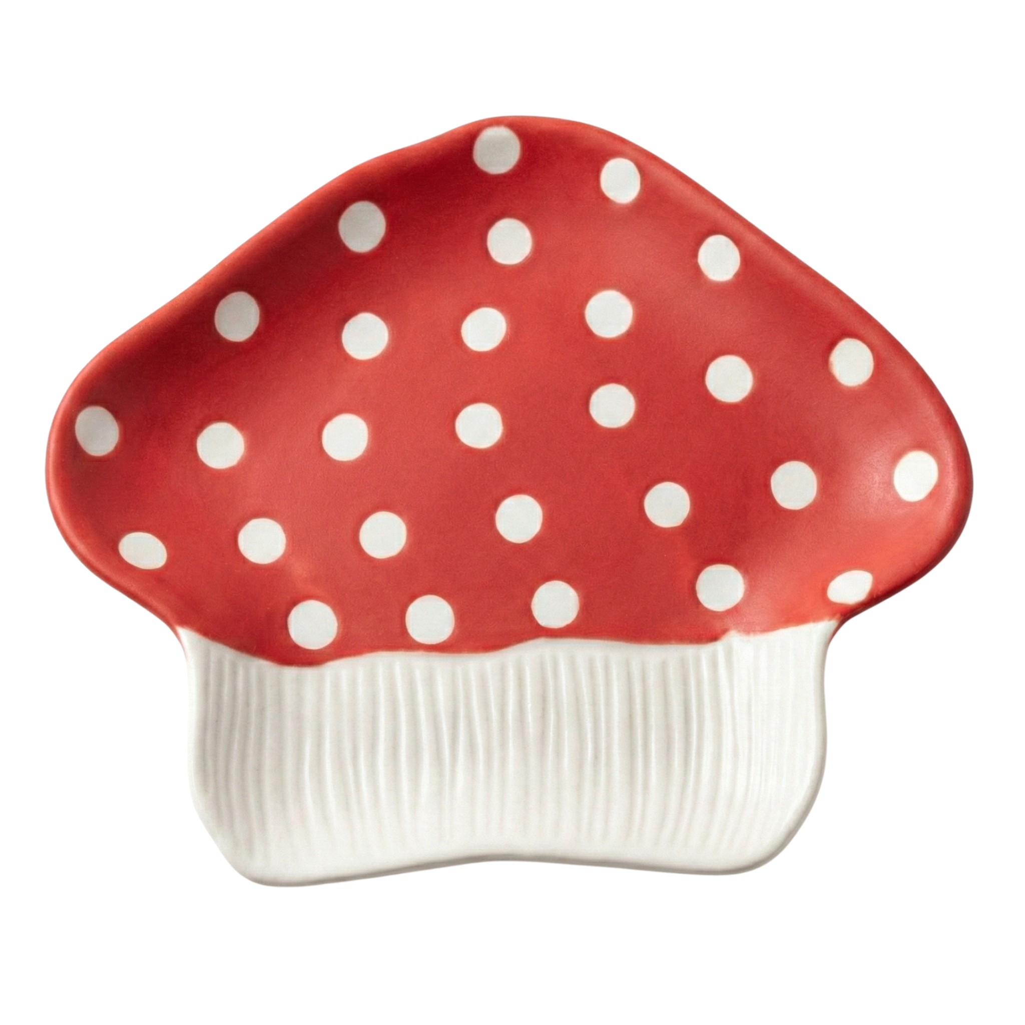 Assiette Champignon Céramique - Design Original & Tendance (Rouge)