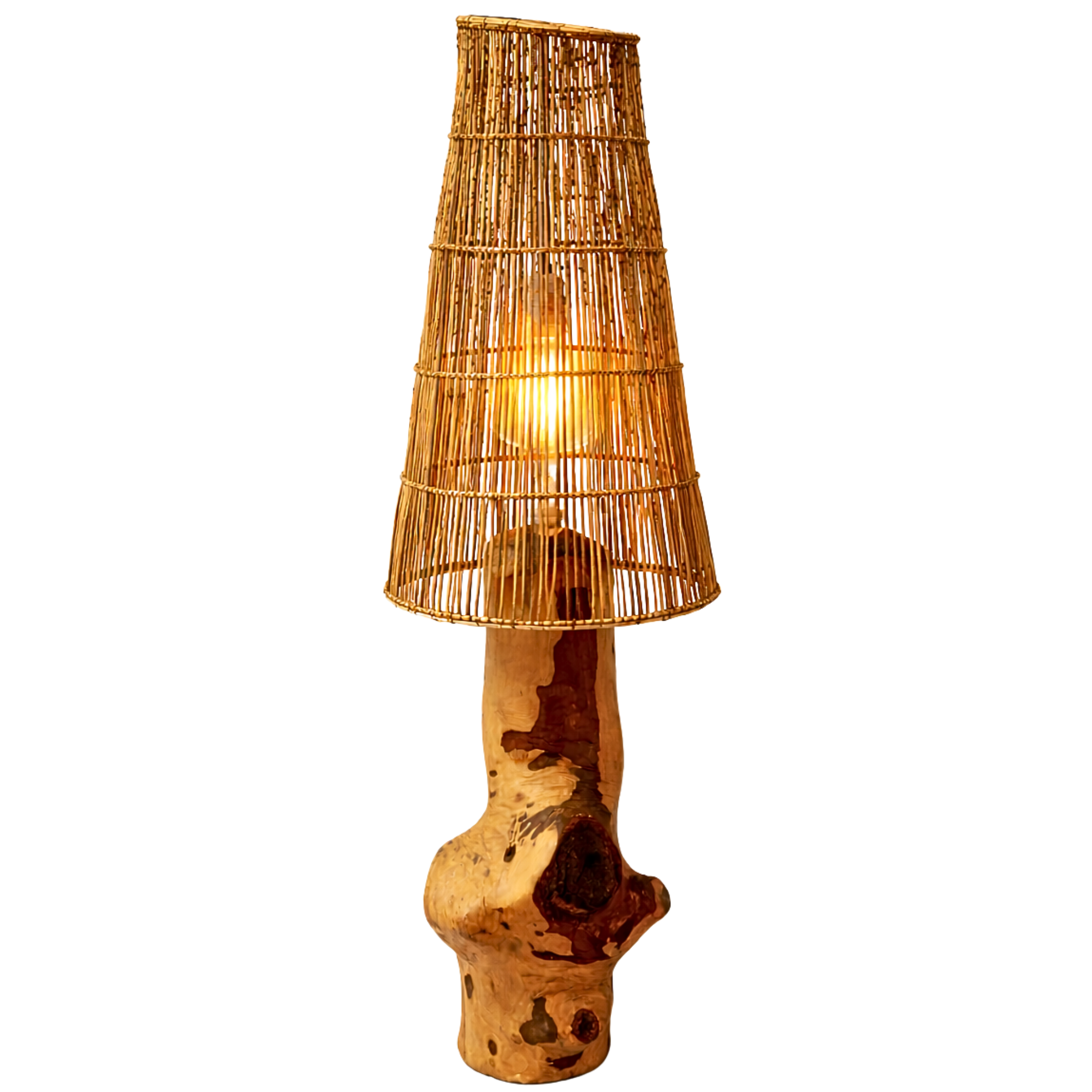 Lampadaire Artisanal Bois & Fibres de Palmier Fait Main | Fiolla Home