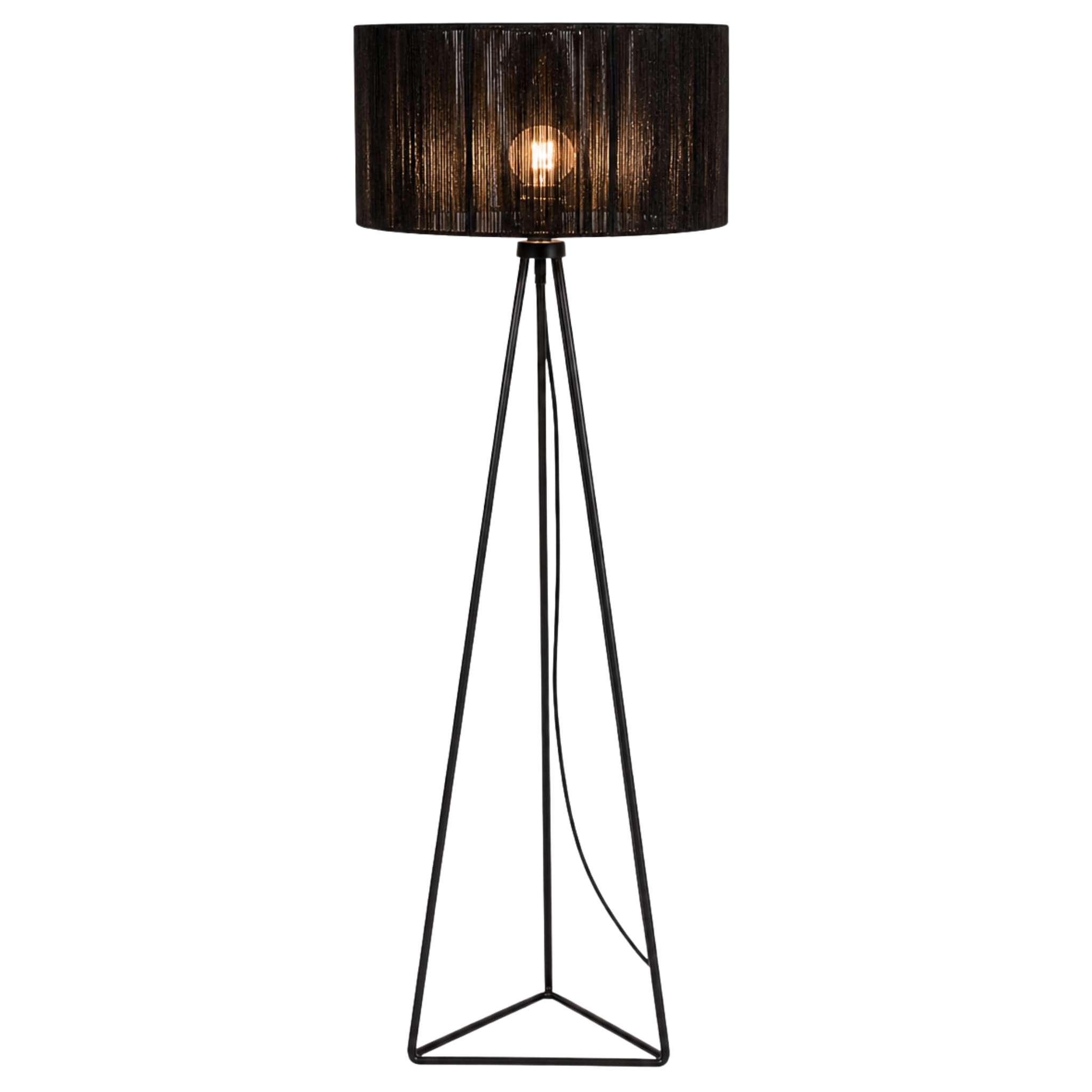 Lampadaire Trépied Noir | Abat-jour Fil de Coton | Fiolla Home
