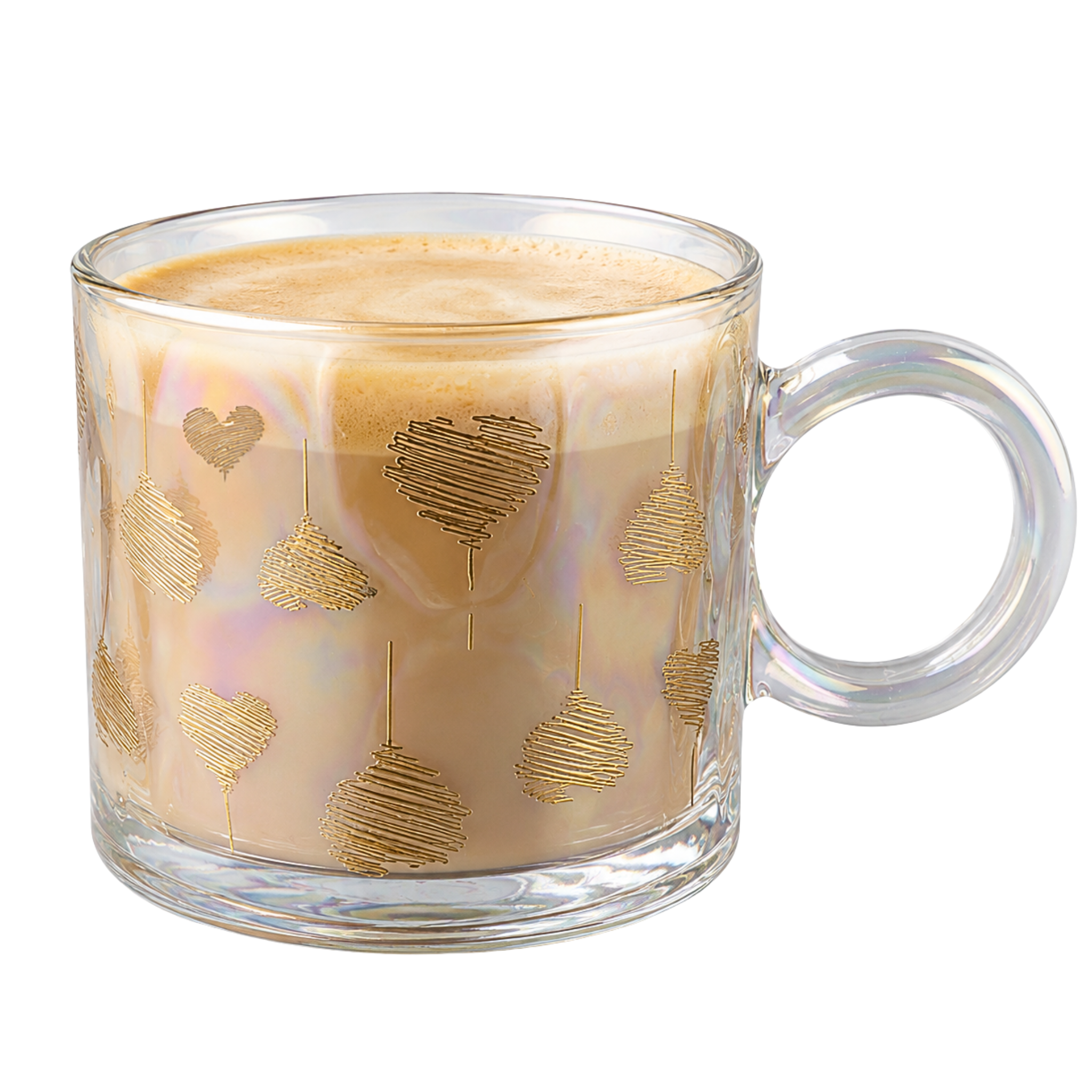Mug Verre Nacré Cœurs Or Tunisie | Tasse Café Iridescente | Fiolla Home