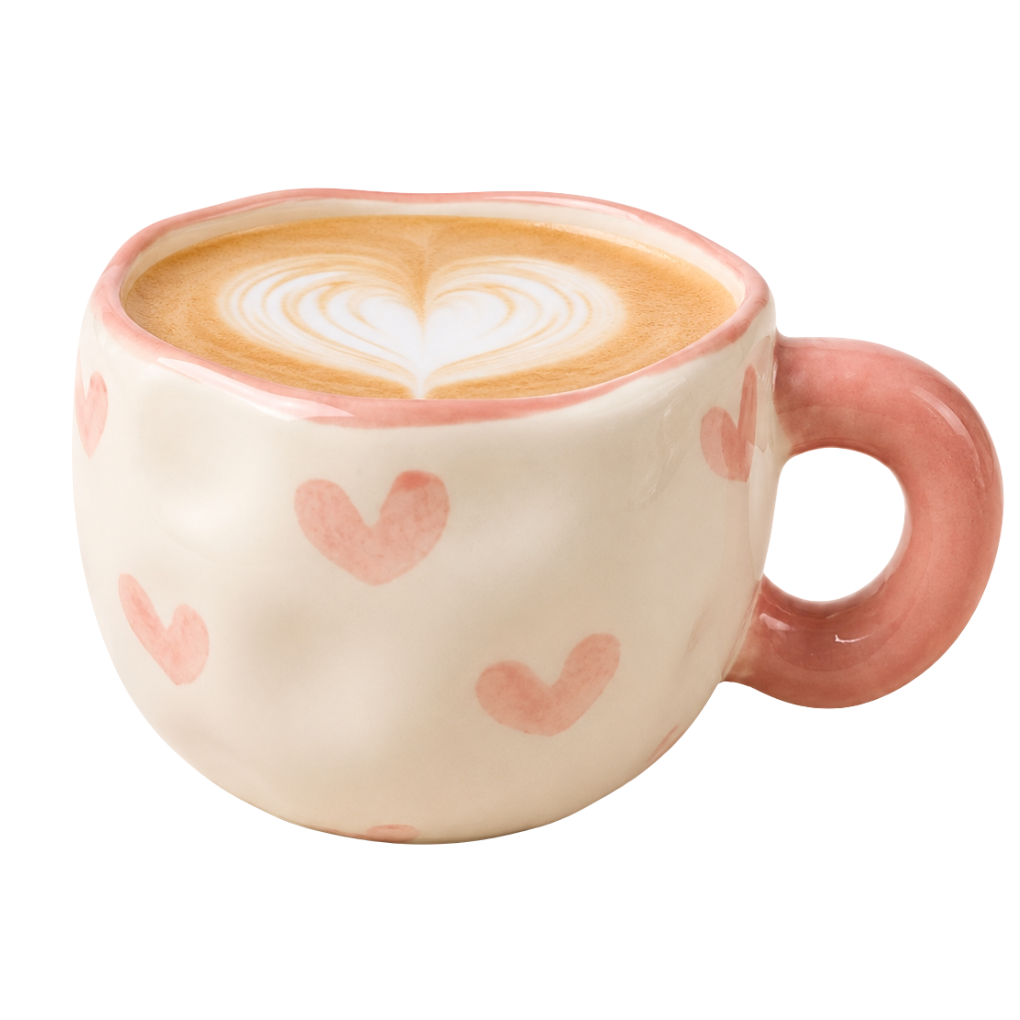 Mug Cœurs Roses Tunisie | Tasse Café Coquette Anse Donut | Fiolla Home