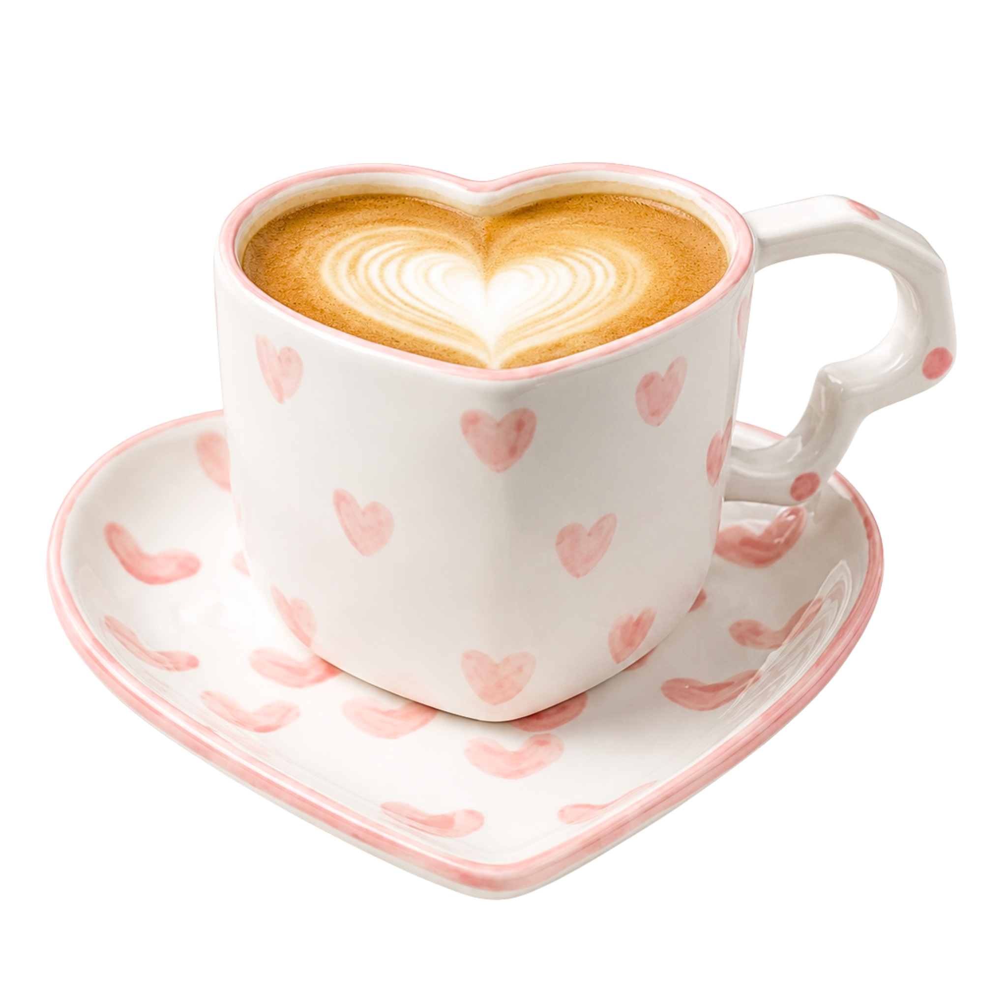Tasse Cœur Soucoupe Tunisie | Set Café Cœurs Roses Coquette | Fiolla Home