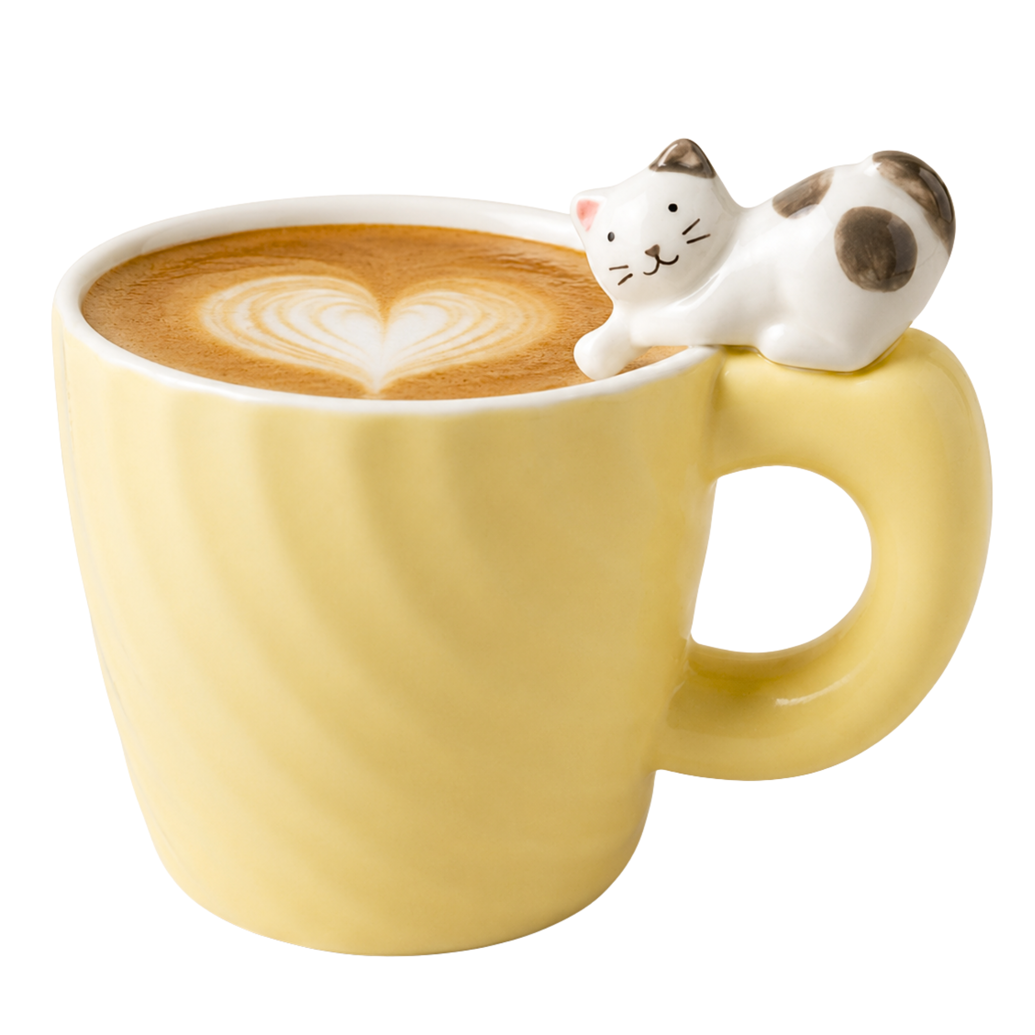 Mug Jaune Chat 3D Tunisie | Tasse Café Céramique Kawaii | Fiolla Home
