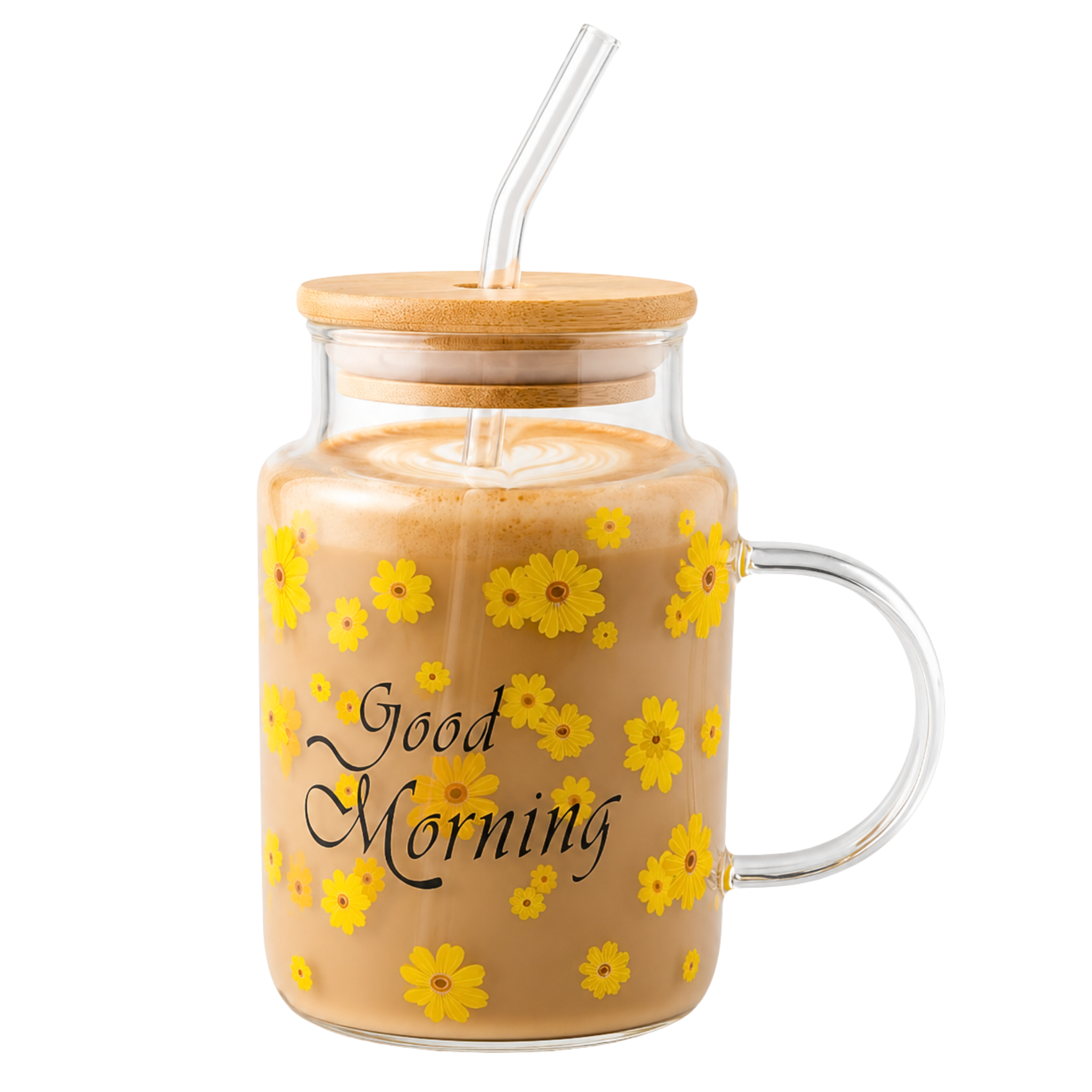 Mug Verre Marguerites Good Morning Tunisie | Tasse Bambou | Fiolla Home