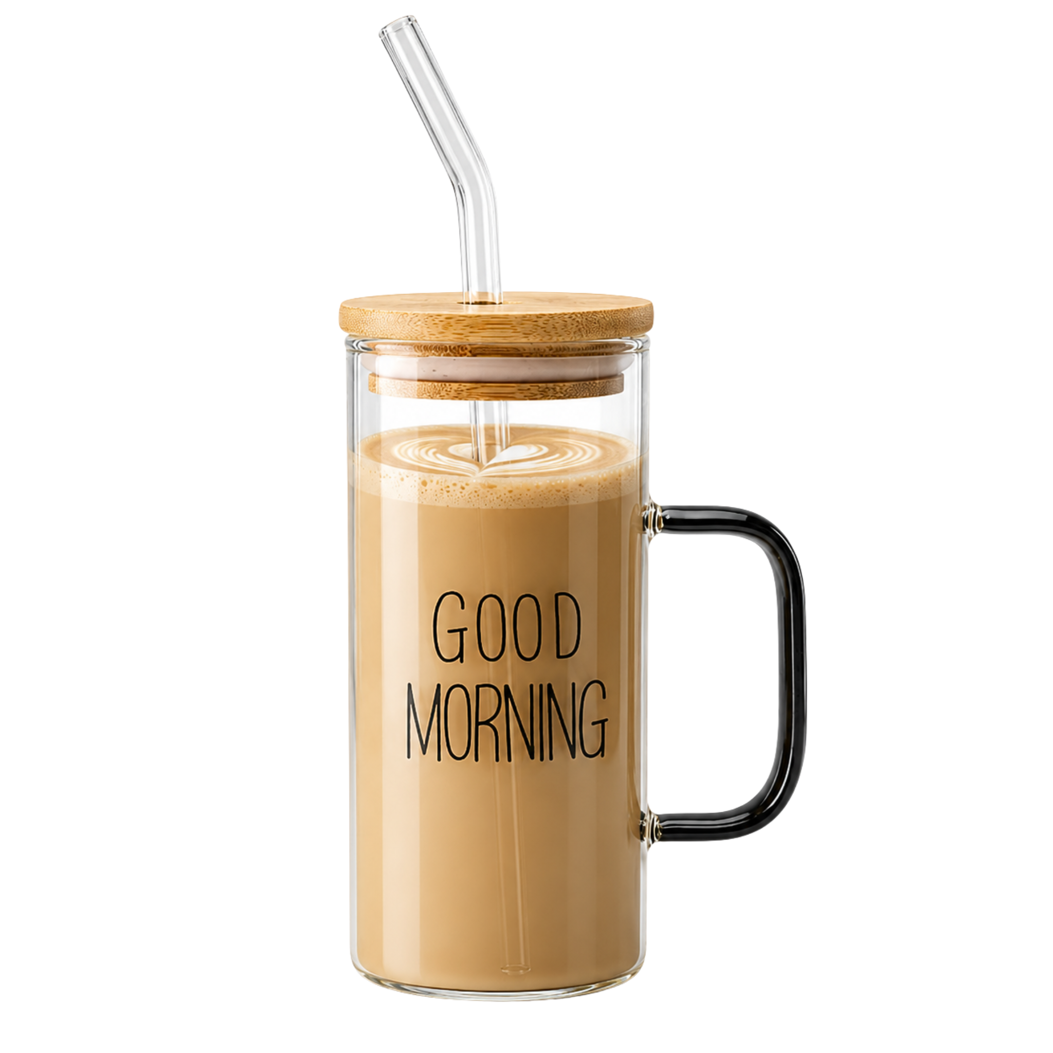 Mug Verre Good Morning Tunisie | Tasse Bambou Paille Verre | Fiolla Home