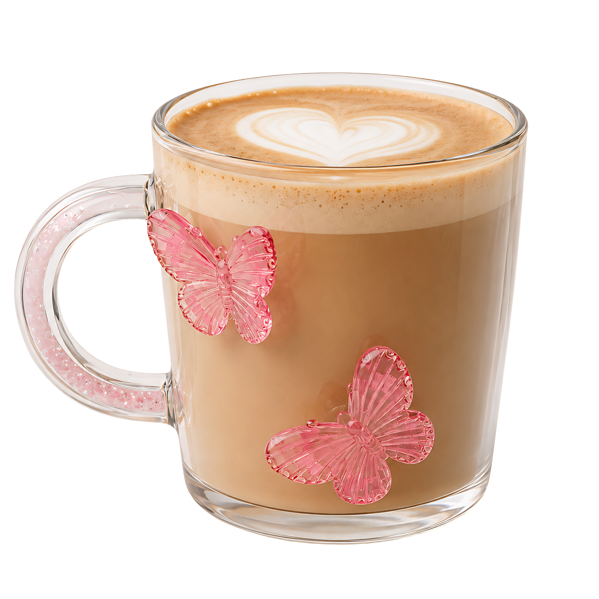 Mug Verre Papillon Tunisie | Tasse Café Cristal Rose | Fiolla Home