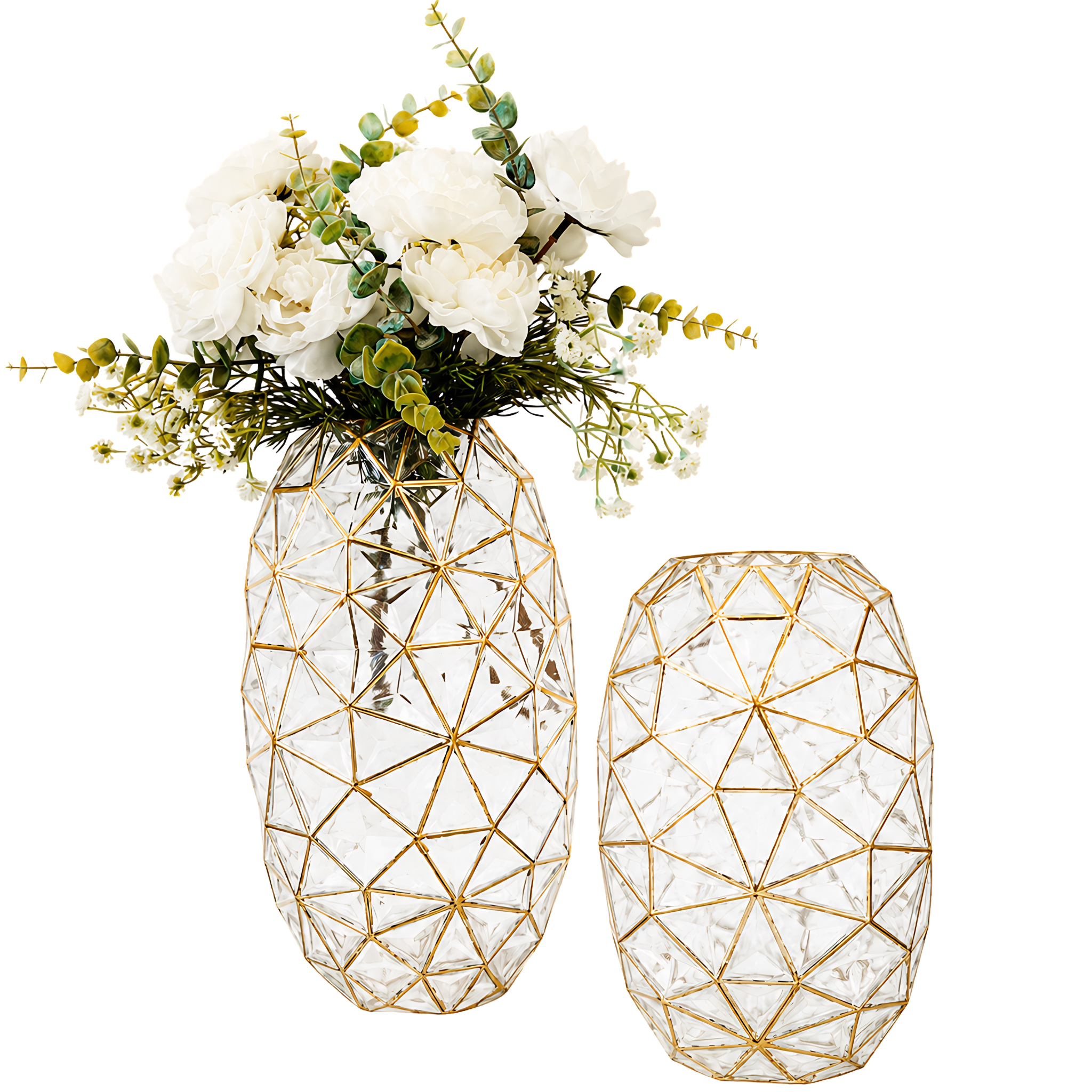 Set 2 Vases Géométriques Verre Doré Tunisie | Fiolla Home