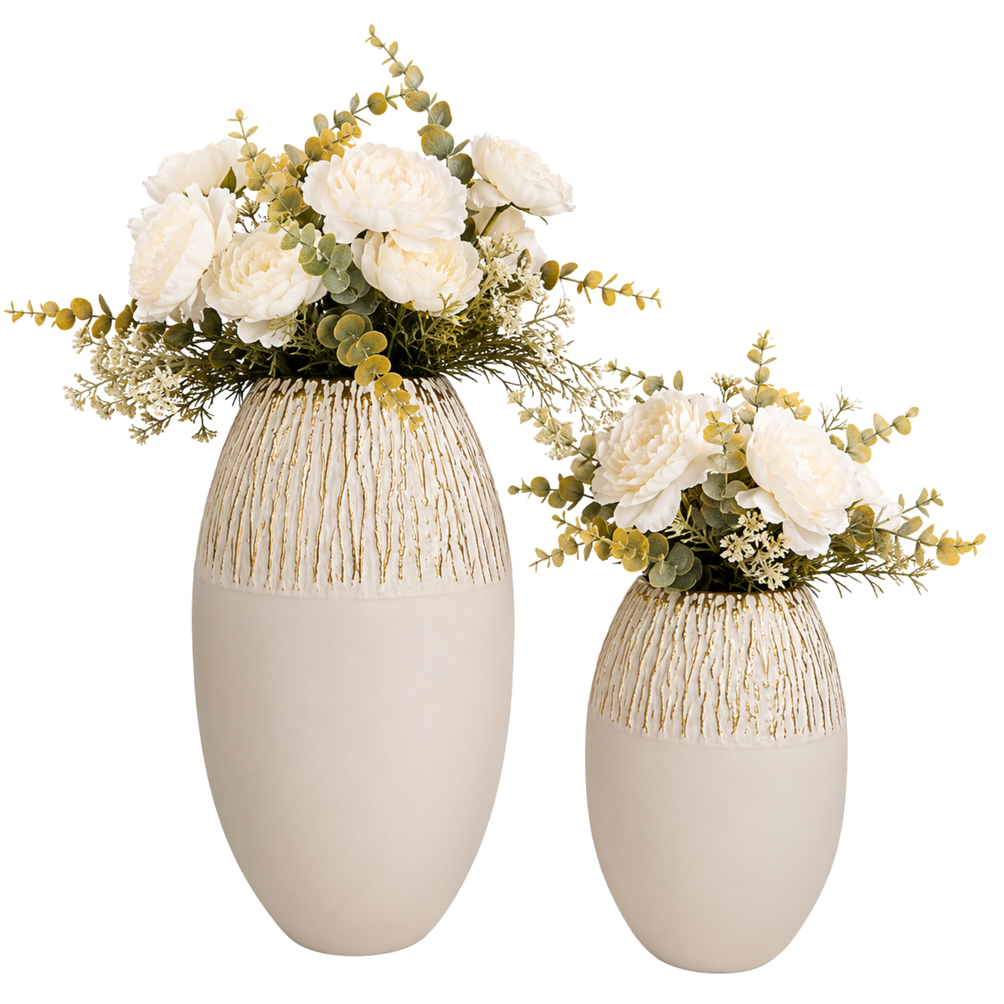 Set 2 Vases Beige Doré Tunisie | Fiolla Home