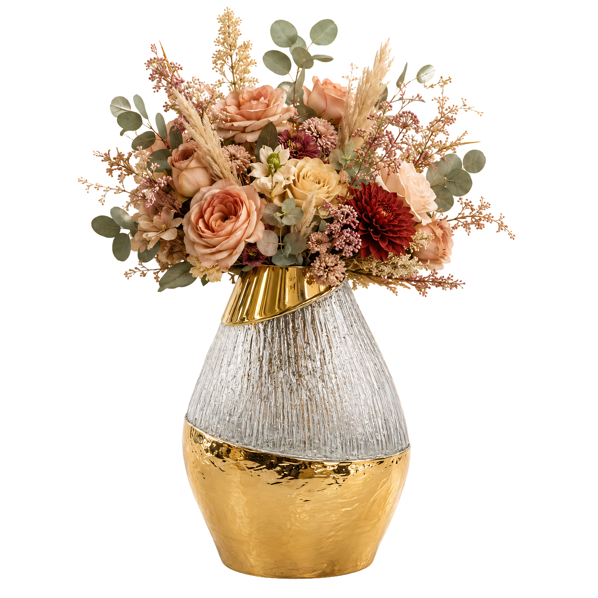 Vase Verre Doré Arrondi Tunisie | Fiolla Home