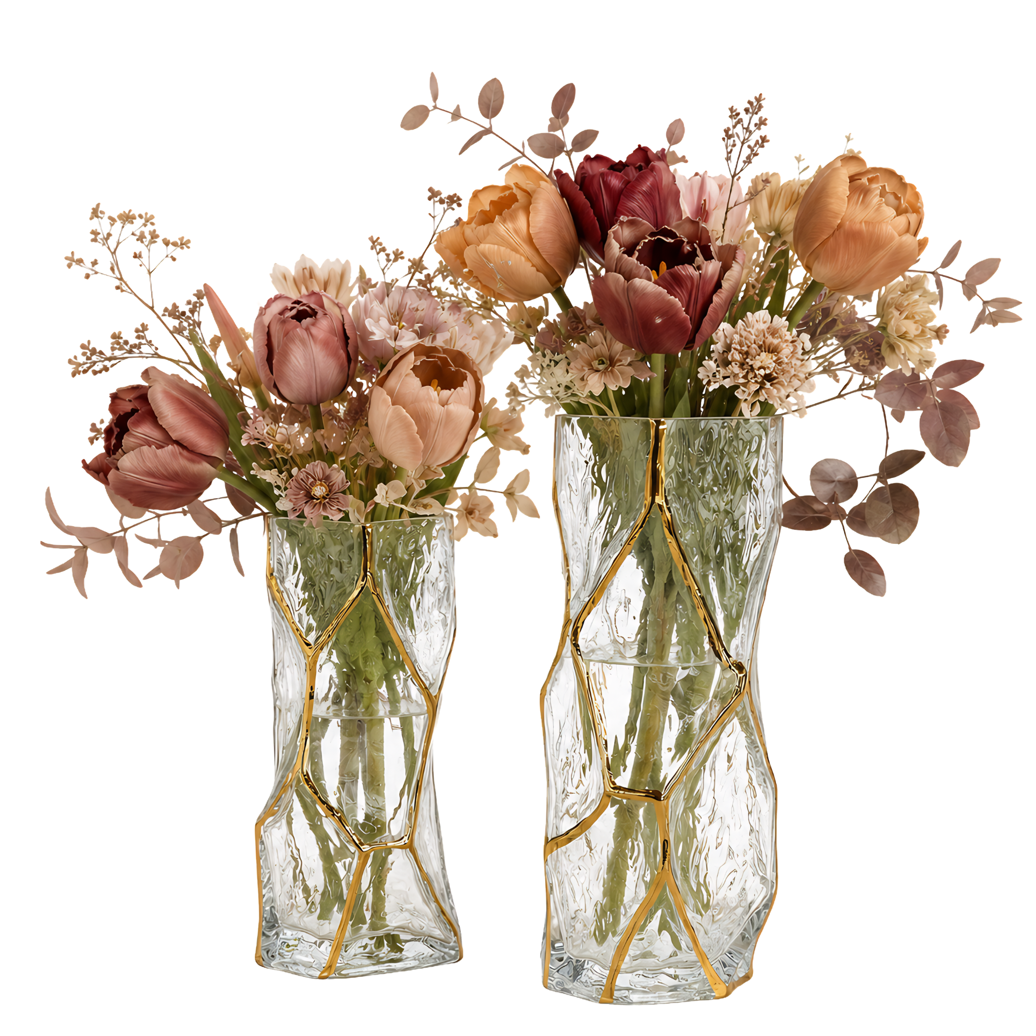 Set 2 Vases Verre Texturé Doré Tunisie | Fiolla Home