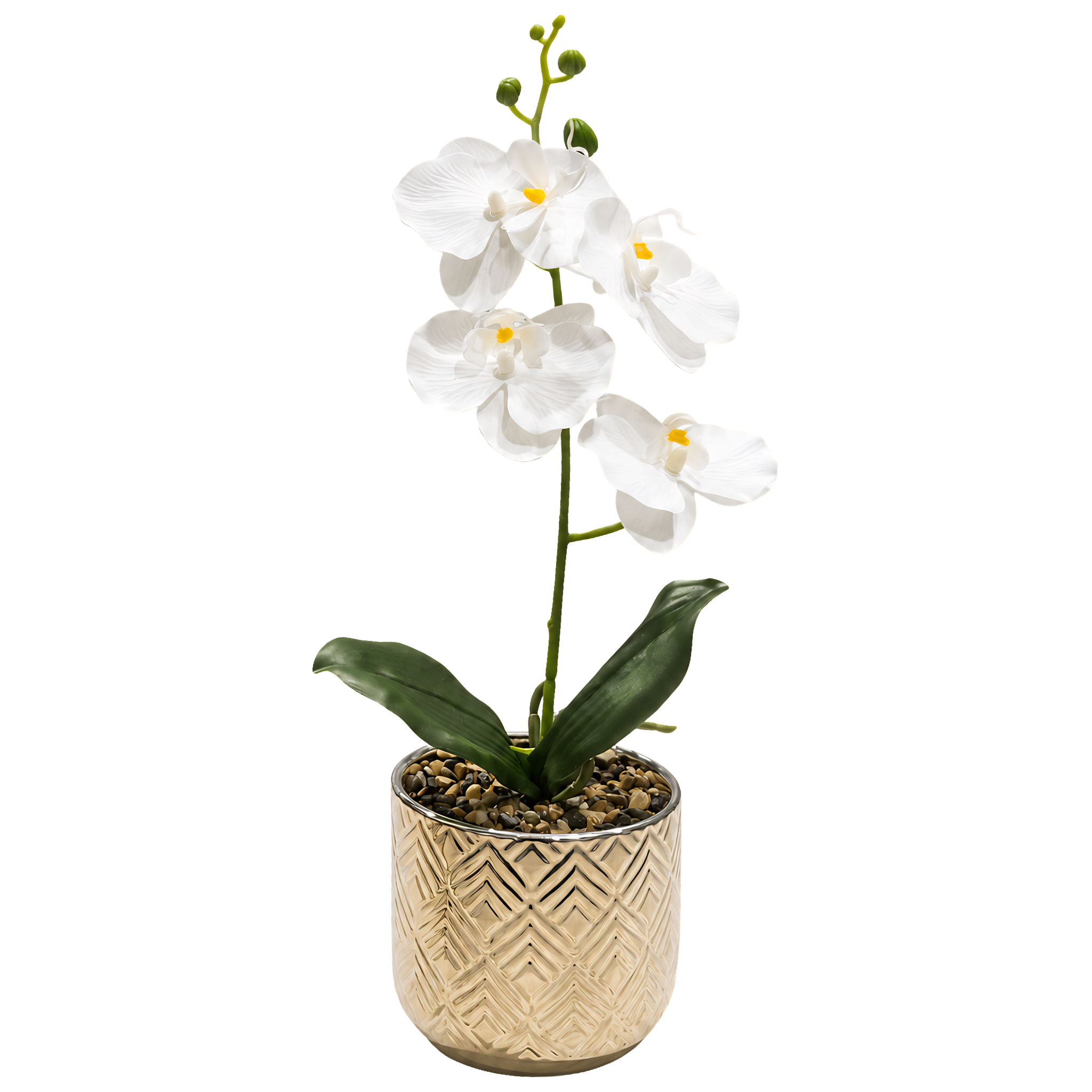 Orchidée Artificielle Pot Argent Géométrique Tunisie | Art Déco | Fiolla Home