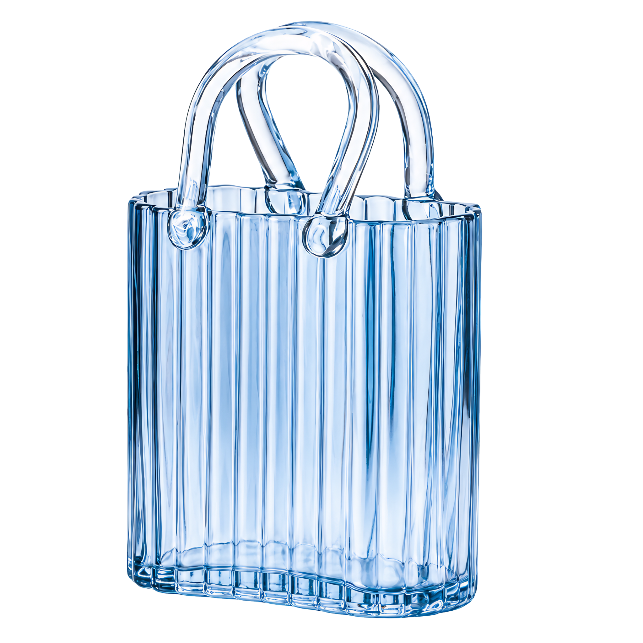 Vase Forme Sac Verre Bleu Côtelé Bleu Sidi Bou Saïd Tunisie | Fiolla Home