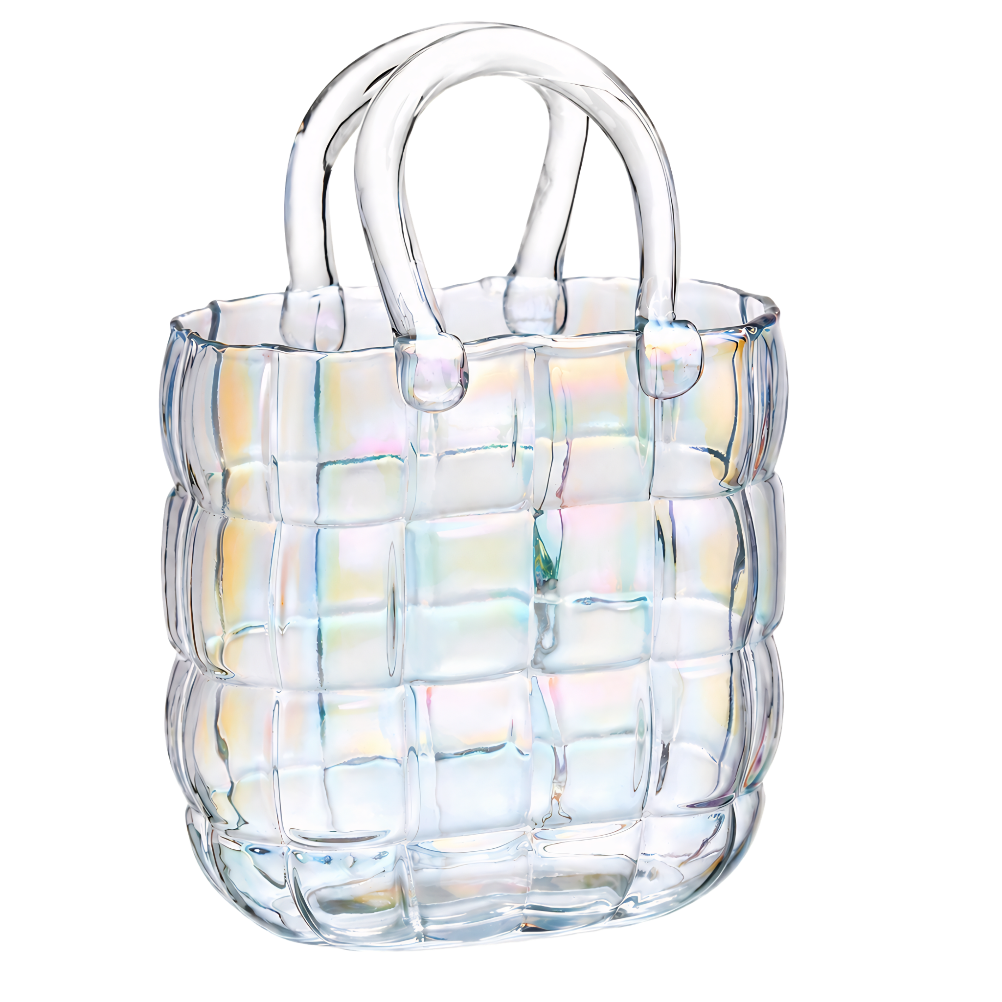 Vase Sac à Main Verre Iridescent Tressé Déco Tunisie | Fiolla Home