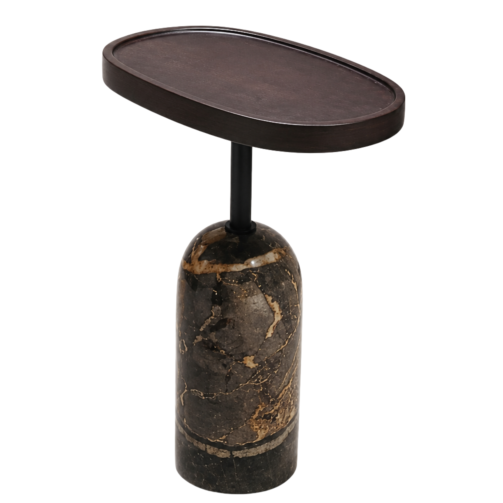 Table d'Appoint Ovale Marbre Amilcar & Bois | Fiolla Home