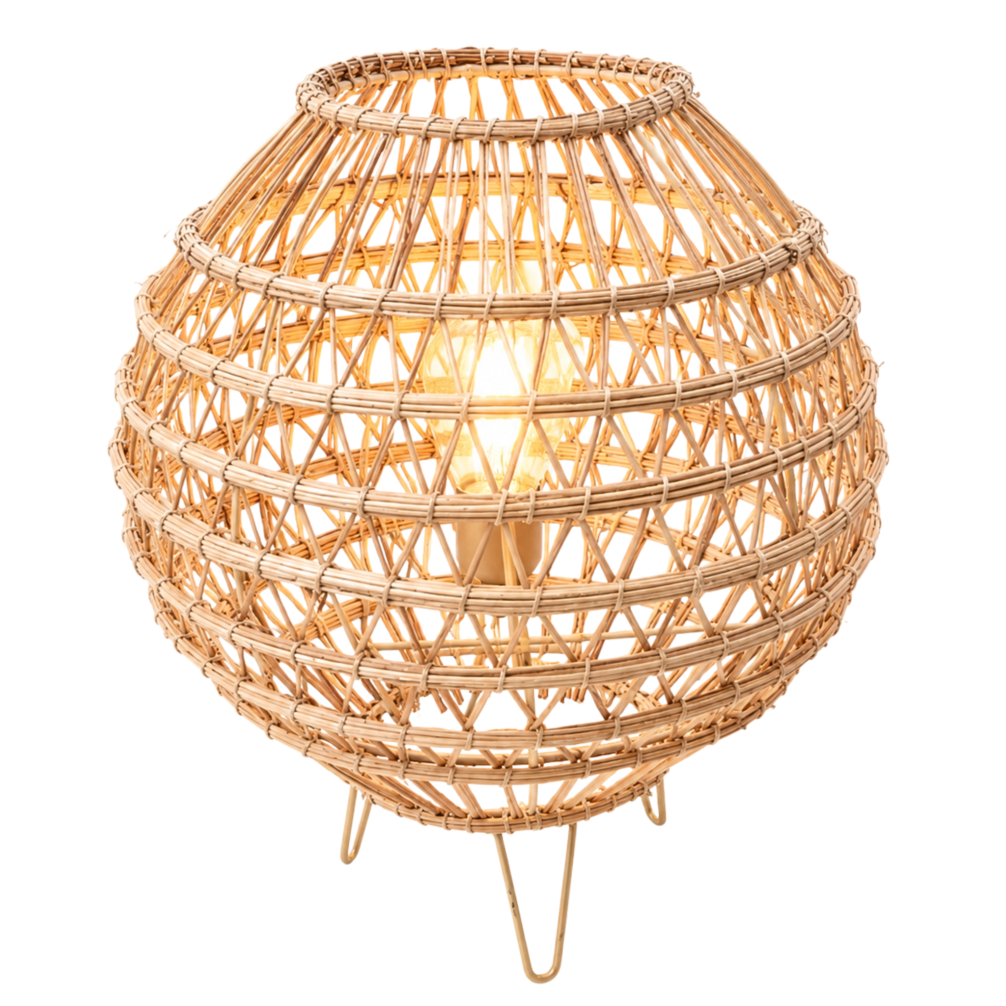 Lampe à Poser Palmier Tunisie | Boule Tressée Bohème | Fiolla Home