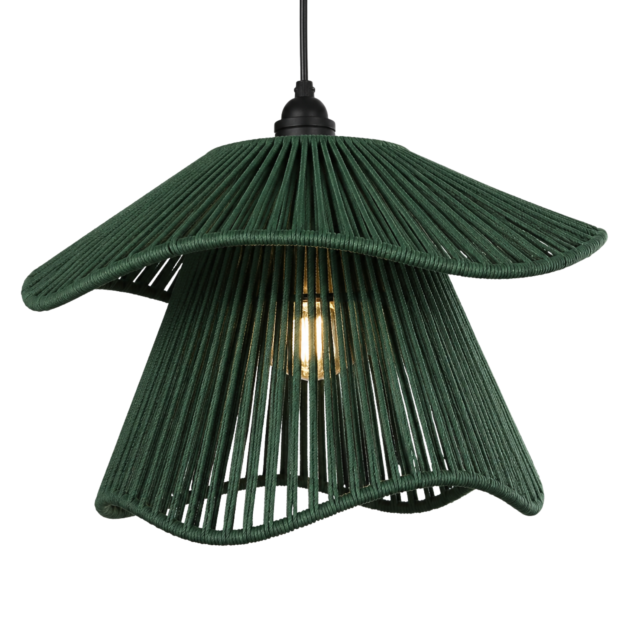 Suspension Corde Verte Tunisie | Lustre Bohème Festonné | Fiolla Home