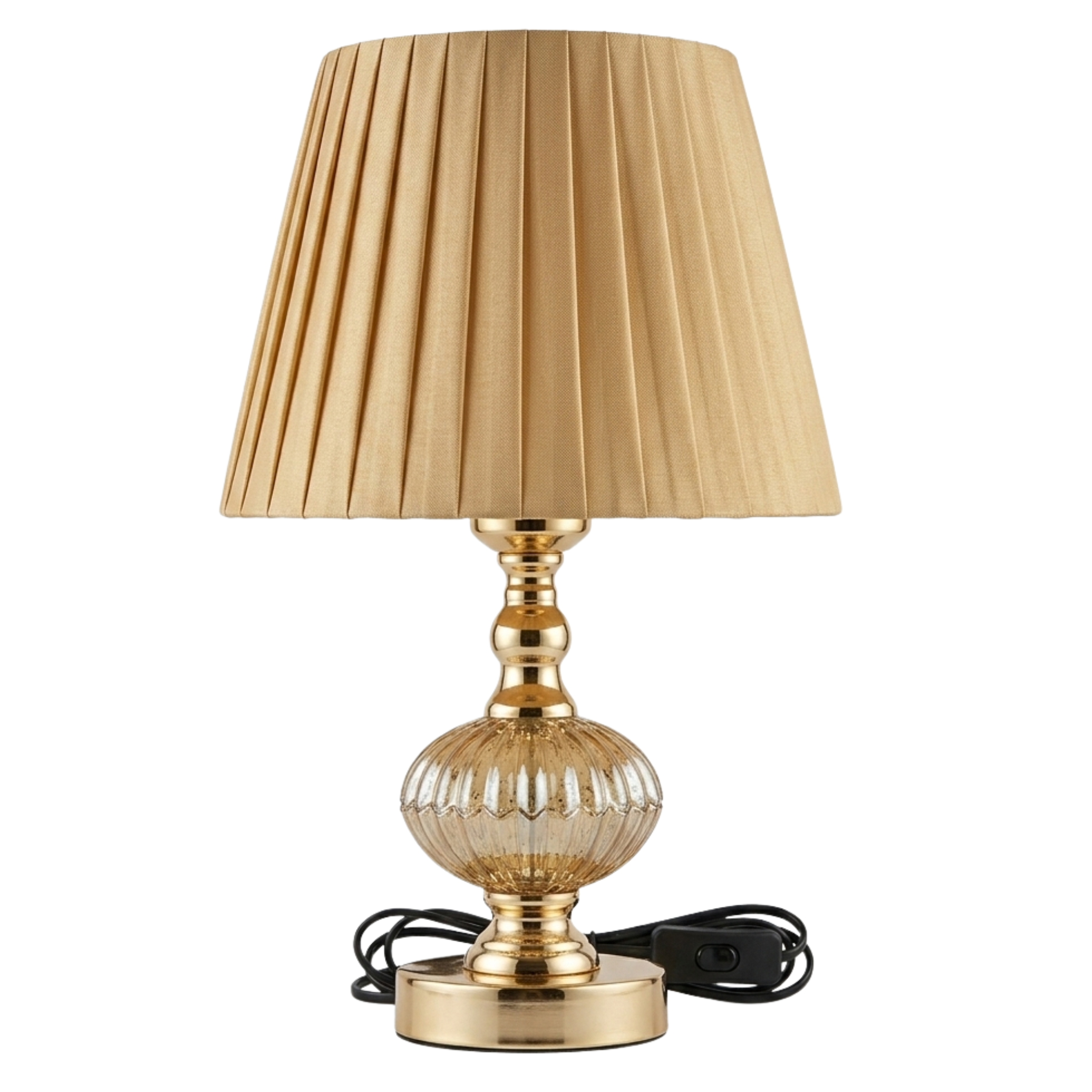 Lampe à Poser Dorée Tunisie | Chevet Chic Abat-Jour Plissé | Fiolla Home