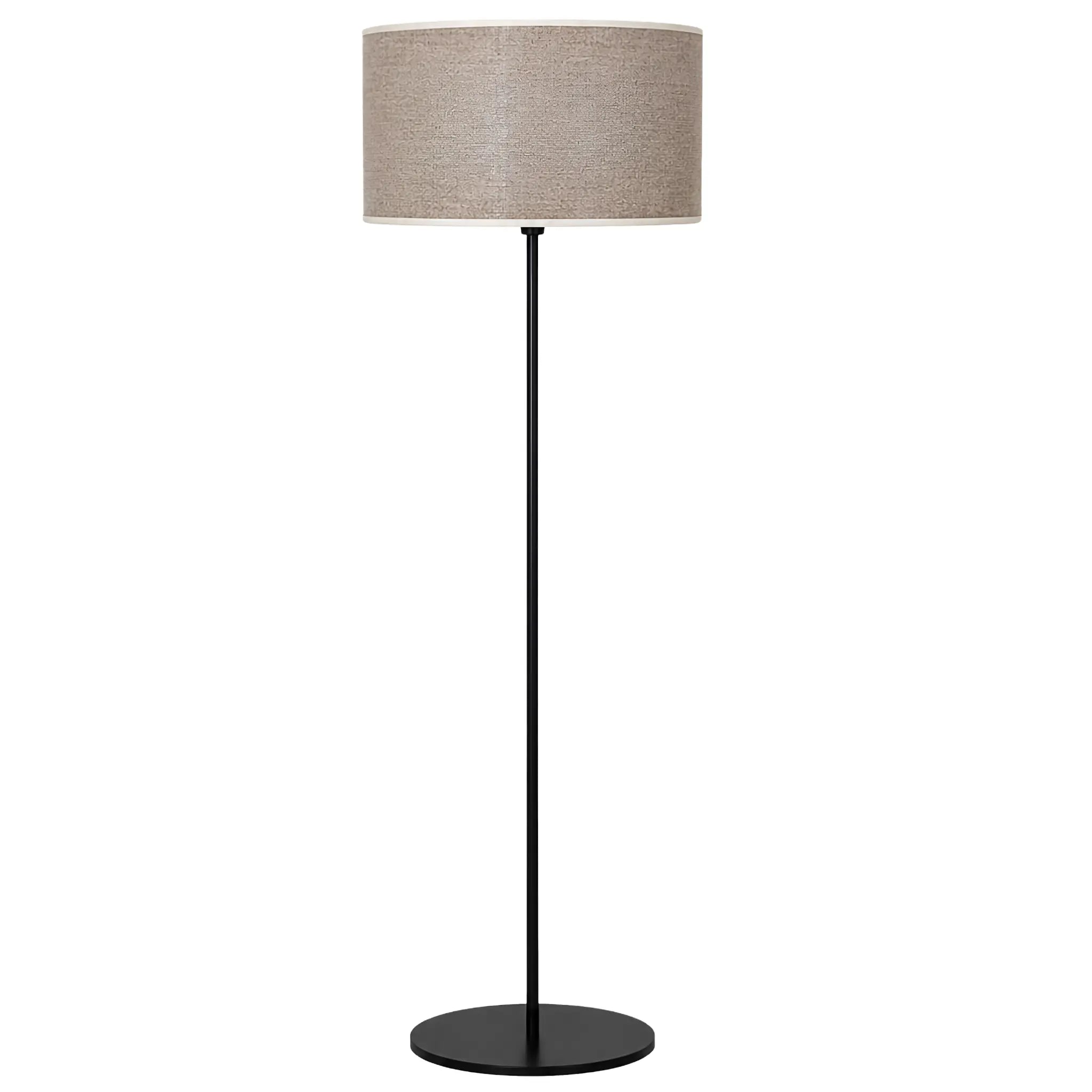 Lampadaire Moderne Tunisie | Métal Noir & Abat-Jour Gris | Fiolla Home