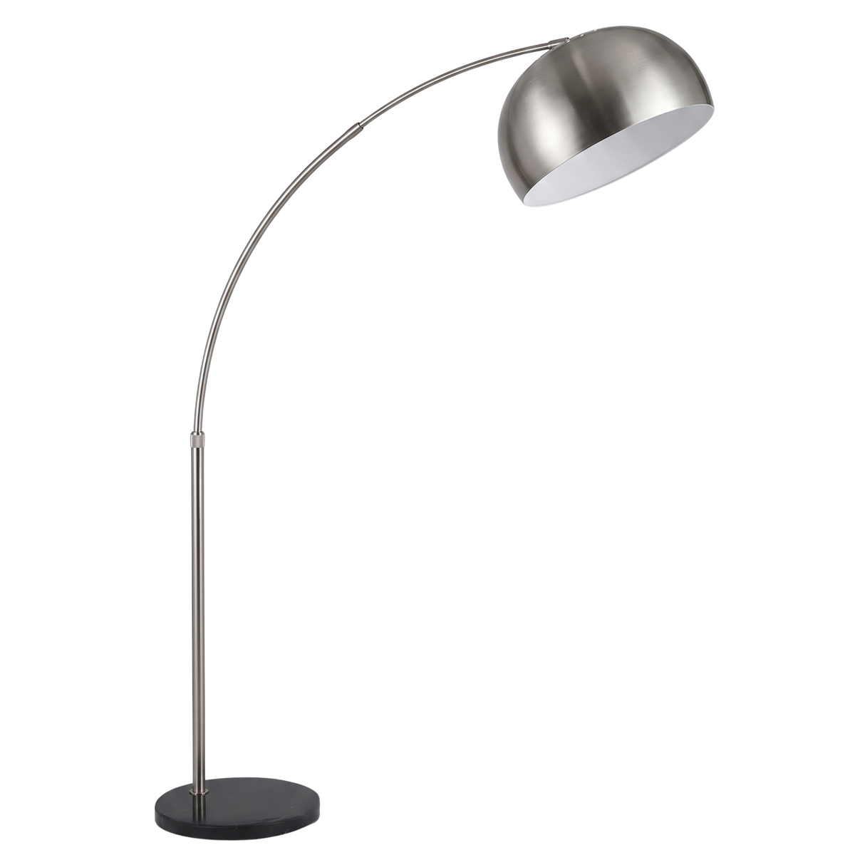 Lampadaire Arc Argenté Tunisie | Grand Dôme & Socle Noir | Fiolla Home