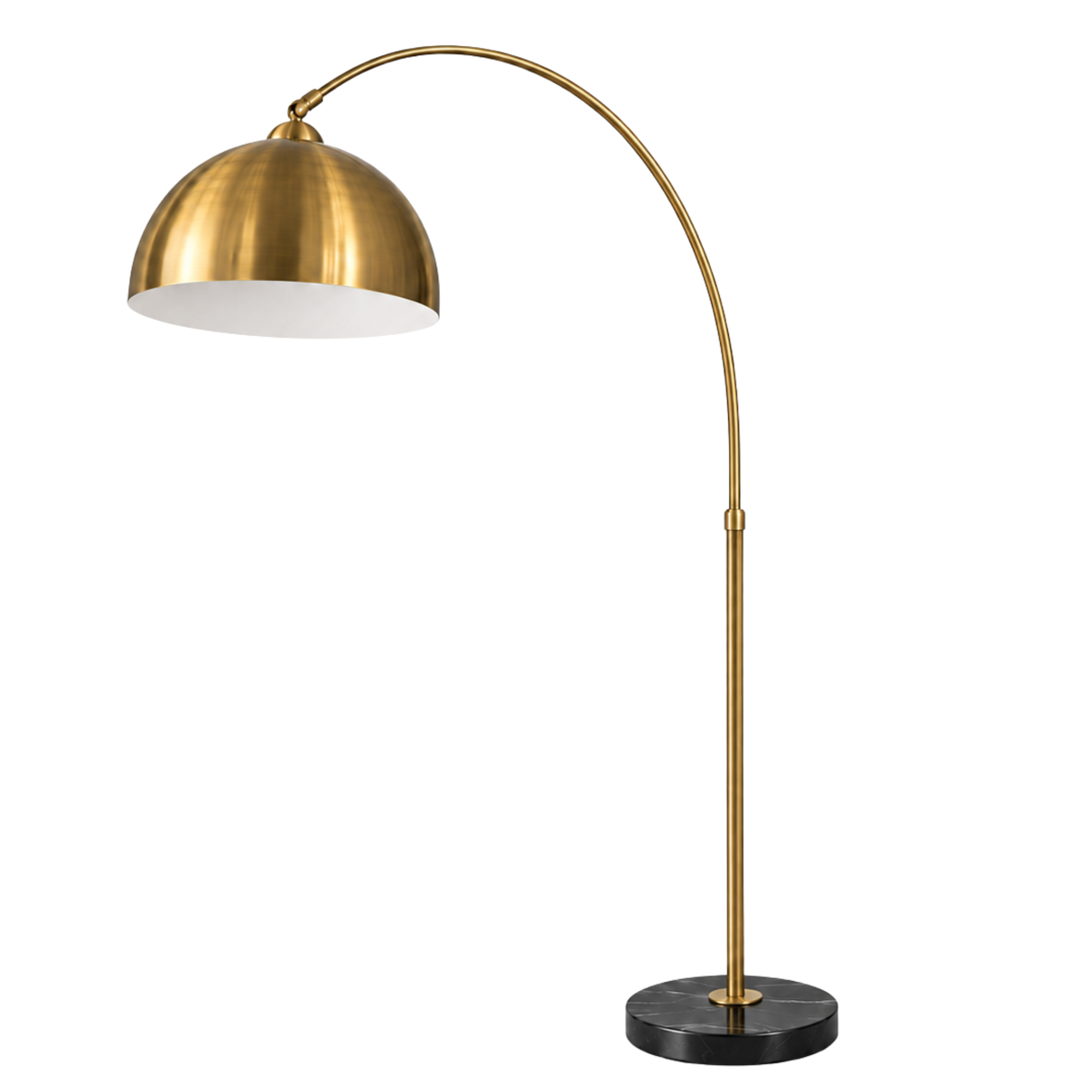 Lampadaire Arc Tunisie | Doré & Socle Effet Marbre Noir | Fiolla Home