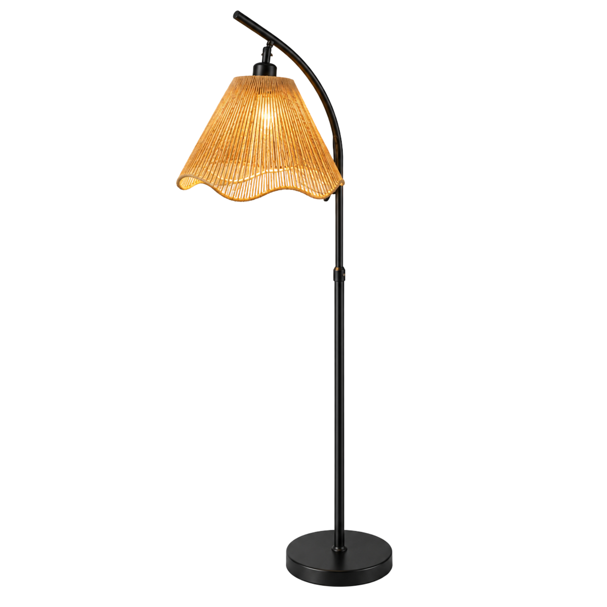 Lampadaire Jute Ondulé Noir | Livraison Tunisie | Fiolla Home