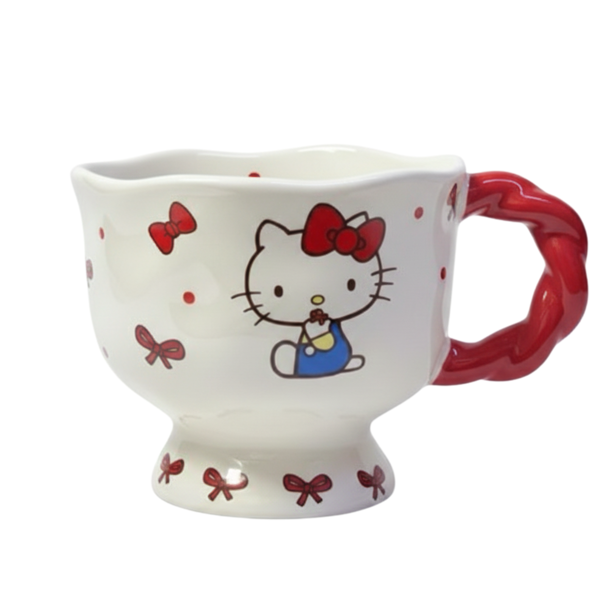 Mug kawaii en porcelaine – Hello Kitty & anse rouge | Fiolla Home