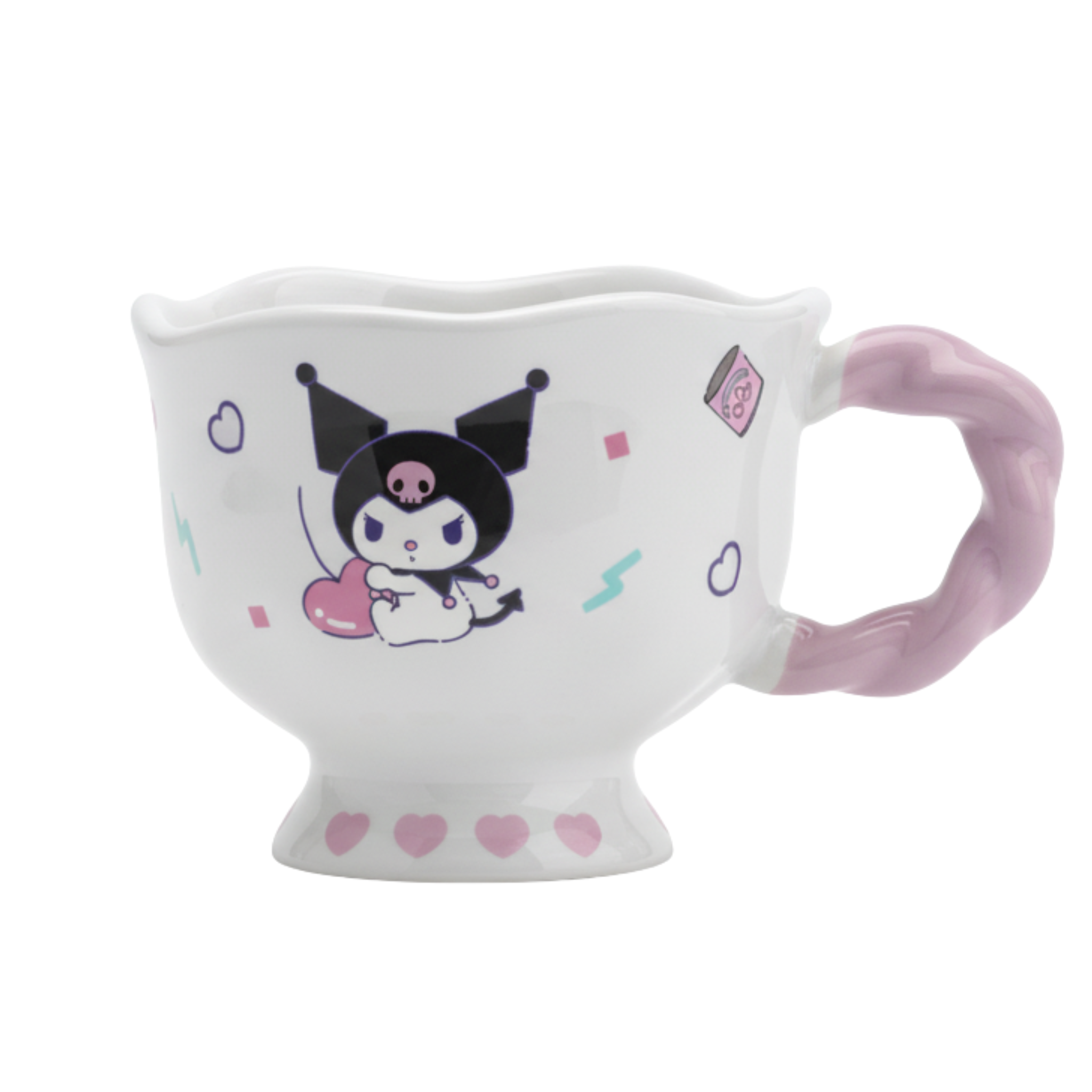 Mug kawaii en porcelaine – Personnage Kuromi & anse rose | Fiolla Home