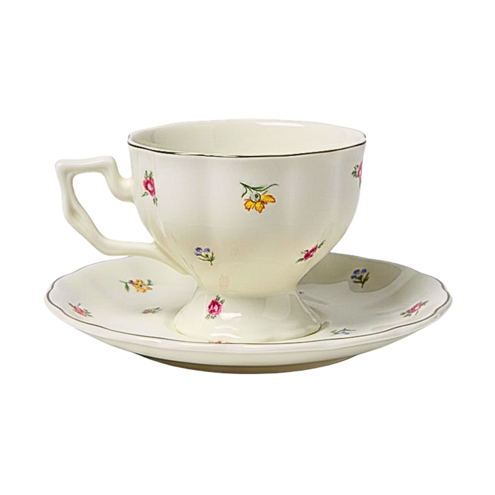 Tasse & soucoupe vintage en porcelaine – Fleurs délicates | Fiolla Home