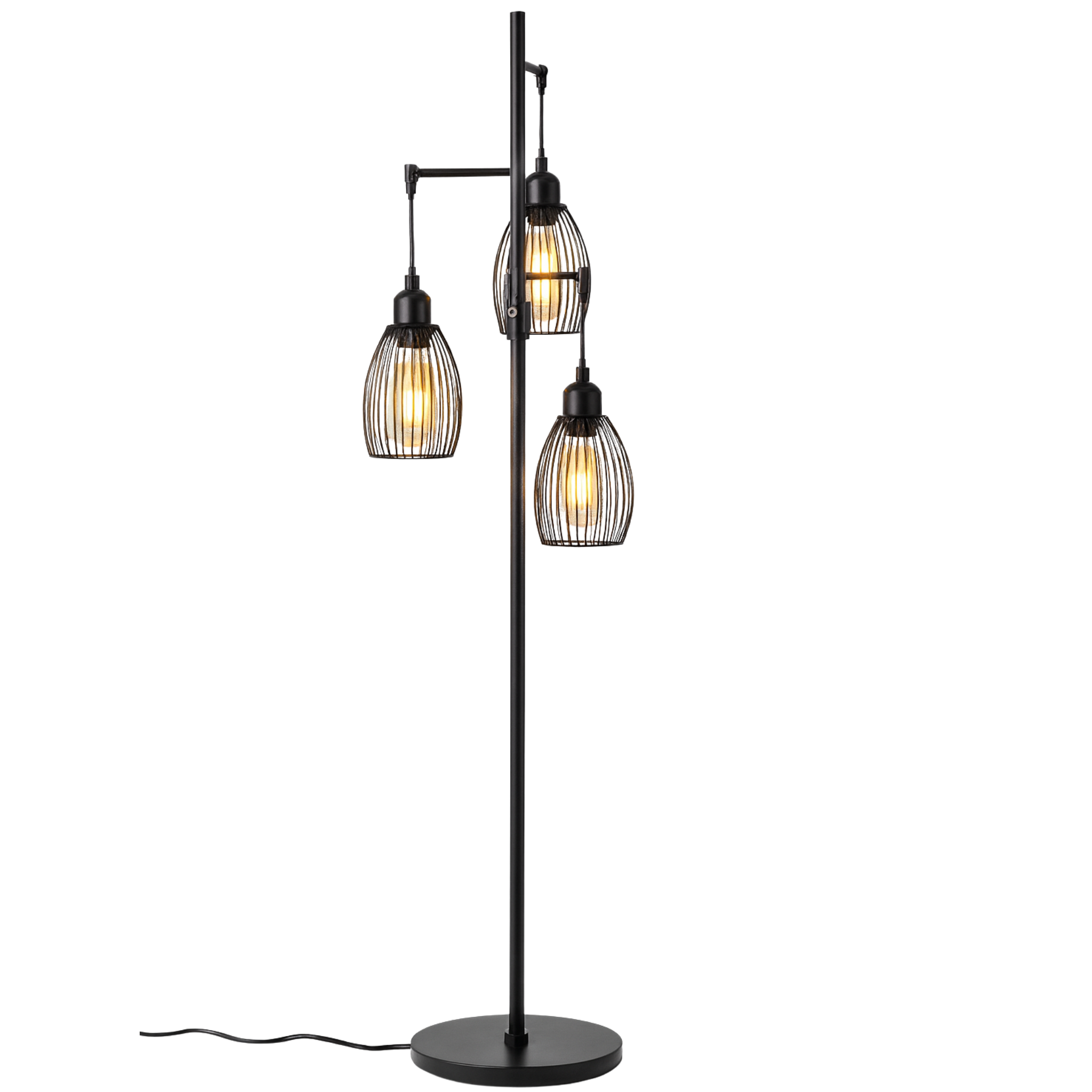 Lampadaire métal noir Tunisie | 3 abat-jours cage, LED | Fiolla Home