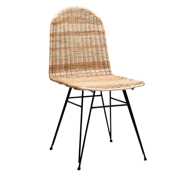 Chaise en Rotin Design | Pieds Métal Noir | Fiolla Home