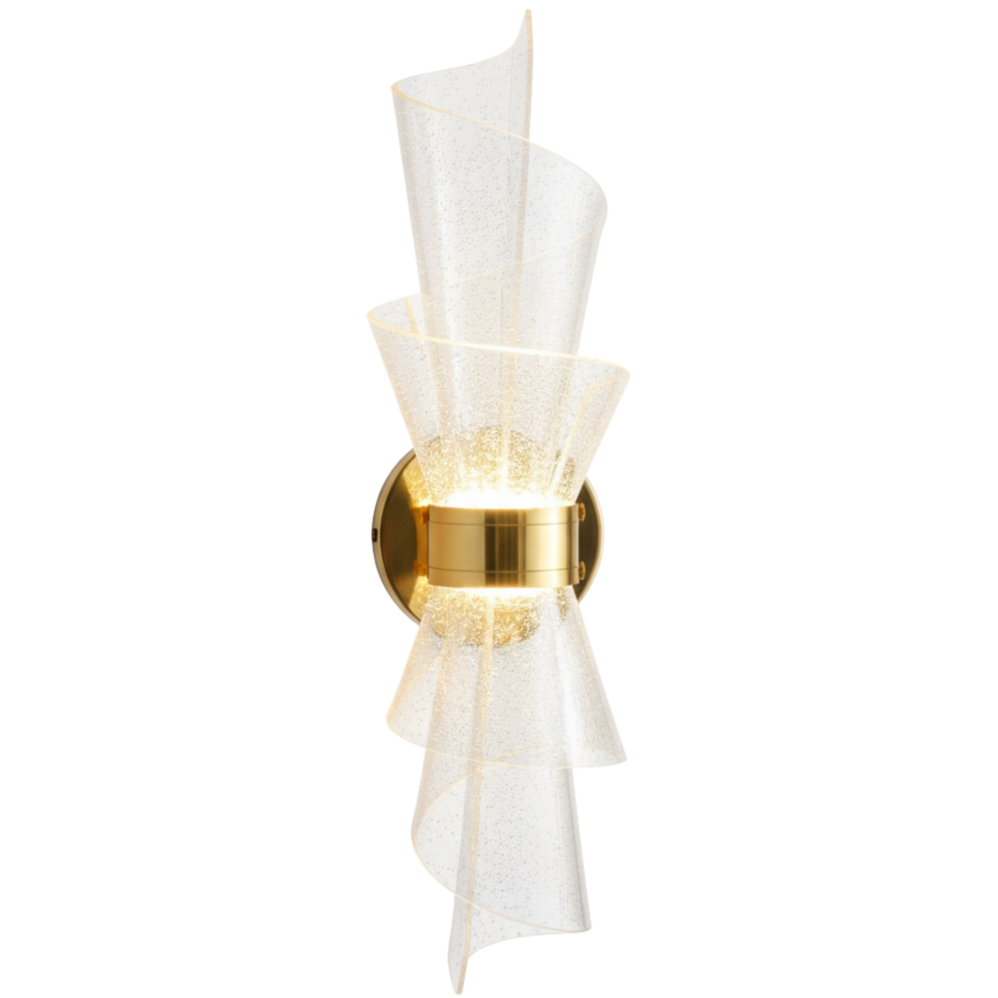 Applique Murale Dorée LED – Verre Plissé Spiralé | Fiolla Home