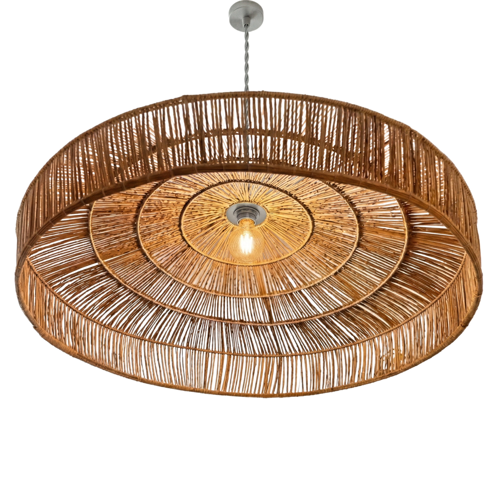 Suspension en dattier disque | Halo large, chaîne métal | Fiolla Home
