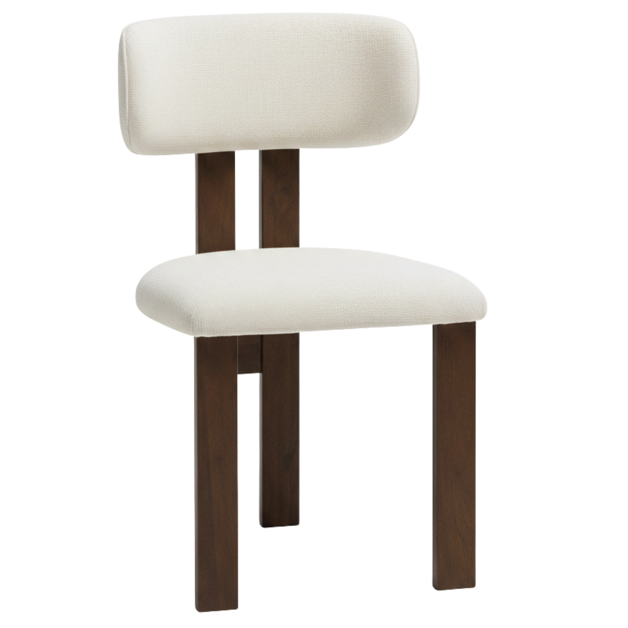 Chaise de Salle à Manger Design en Bois Foncé et Tissu Bouclette