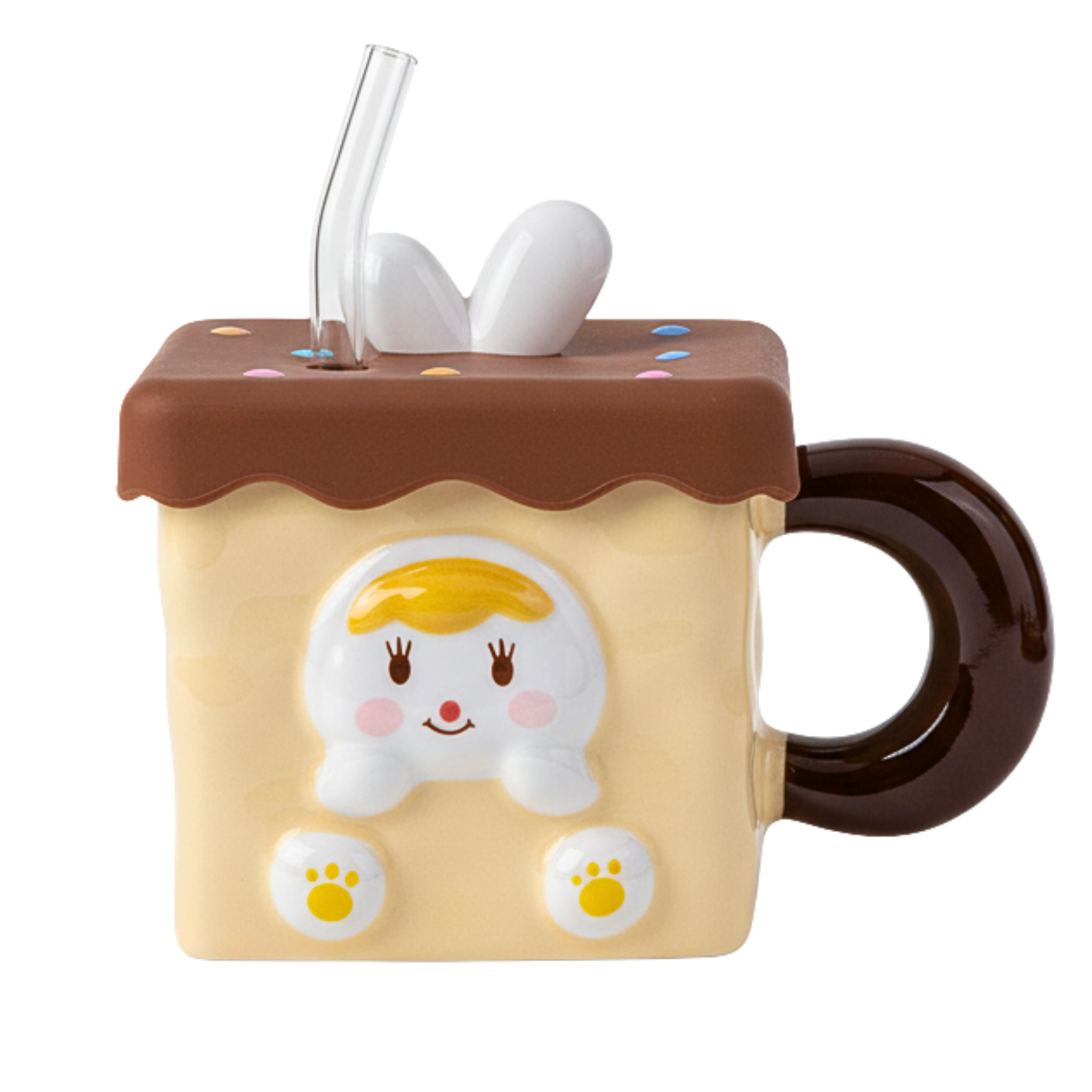 Mug cube chocolat “Good Times” avec paille réutilisable | Fiolla Home