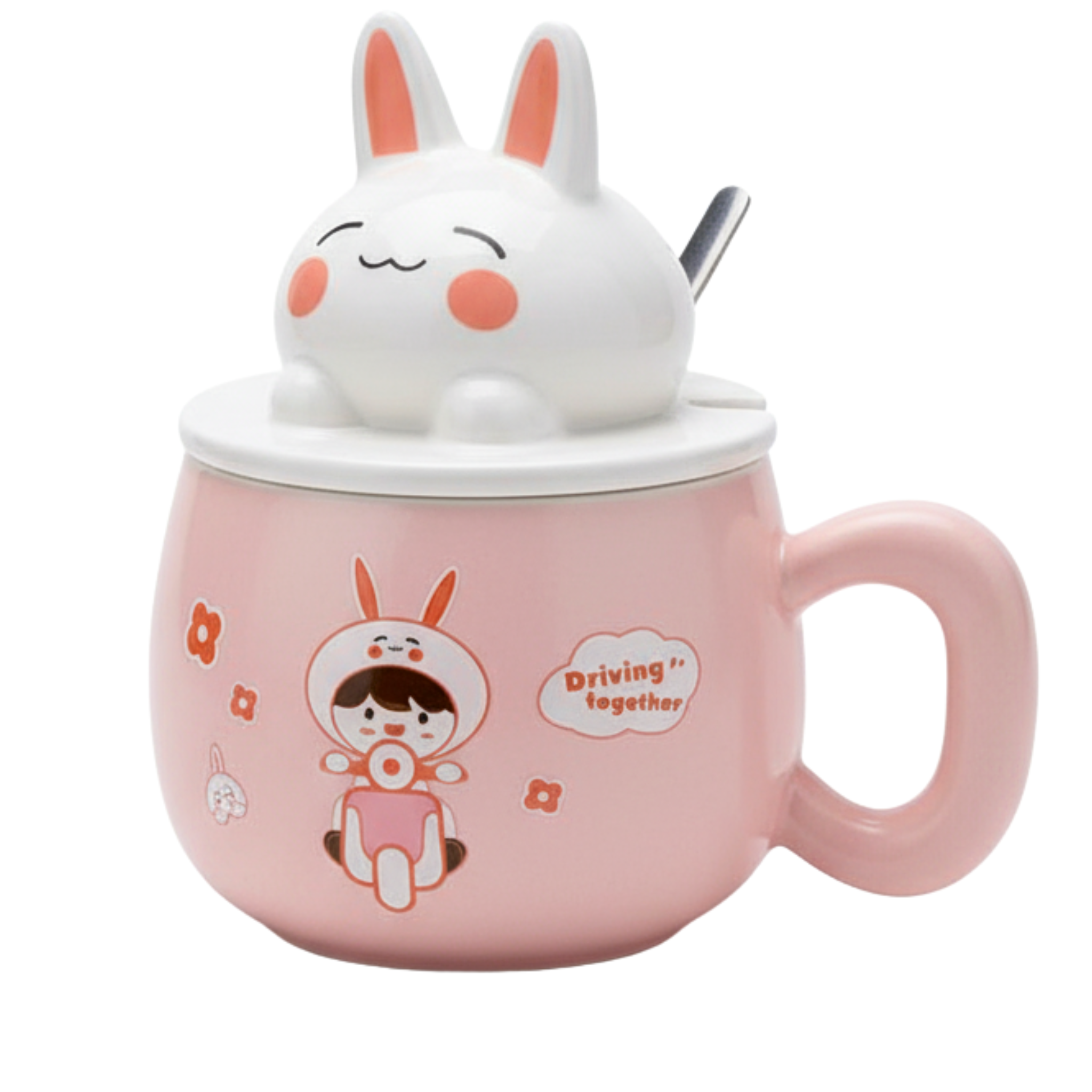 Mug lapin kawaii avec couvercle figurine & cuillère | Fiolla Home
